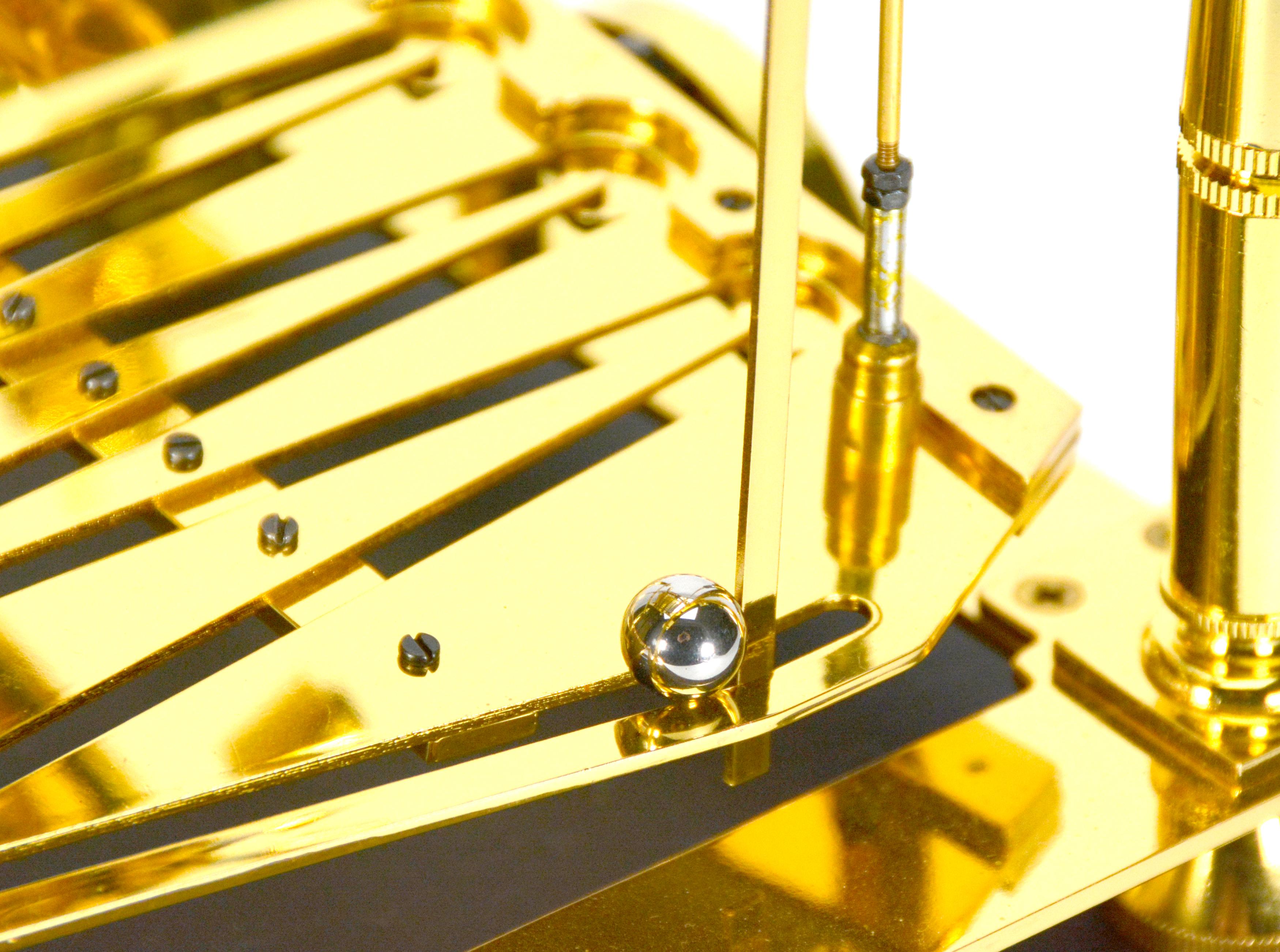 24K Gold Plated Miniature 8 Day English William Congreve Rolling Ball Clock For Sale 12