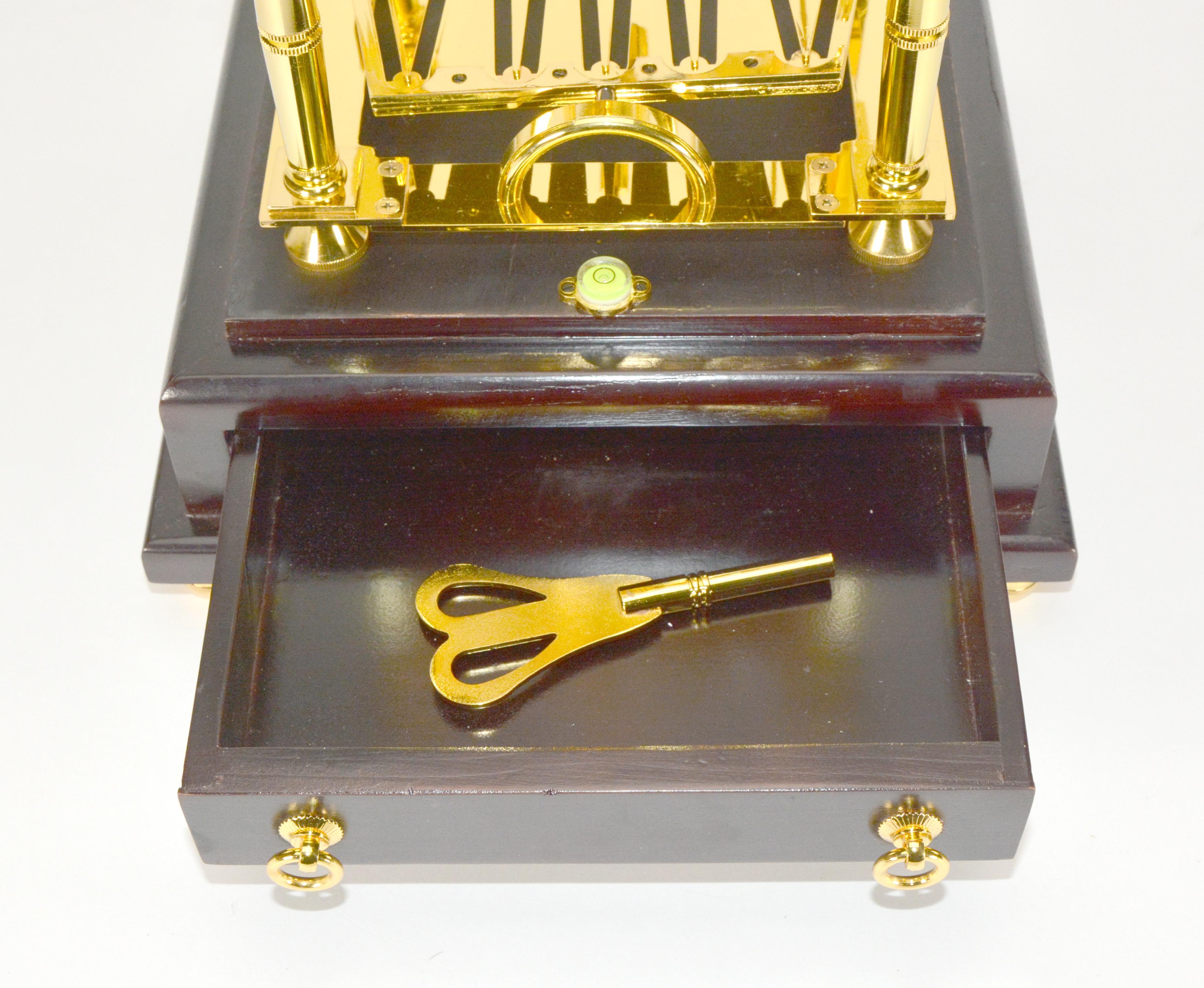 24K Gold Plated Miniature 8 Day English William Congreve Rolling Ball Clock For Sale 14