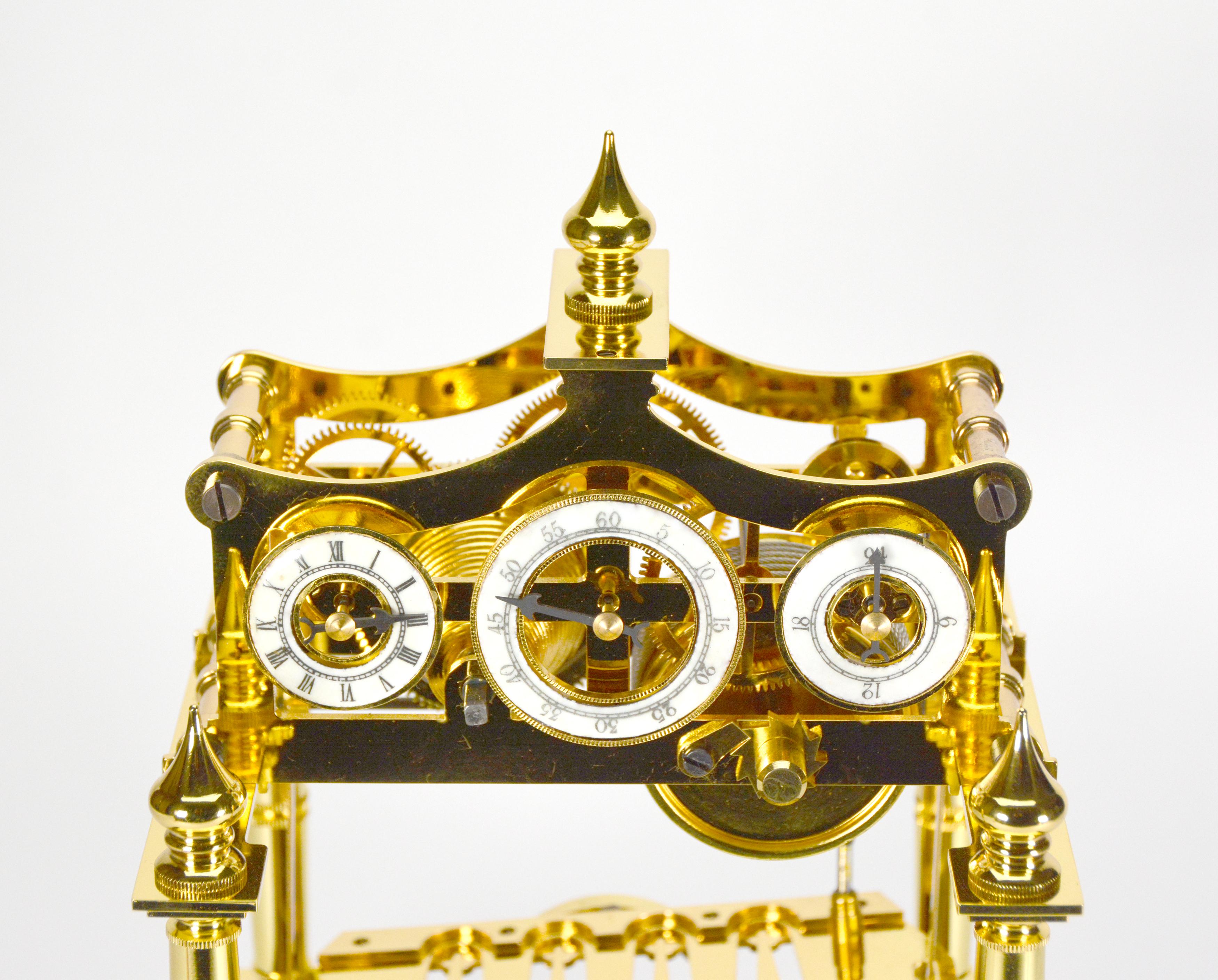 24K Gold Plated Miniature 8 Day English William Congreve Rolling Ball Clock For Sale 1
