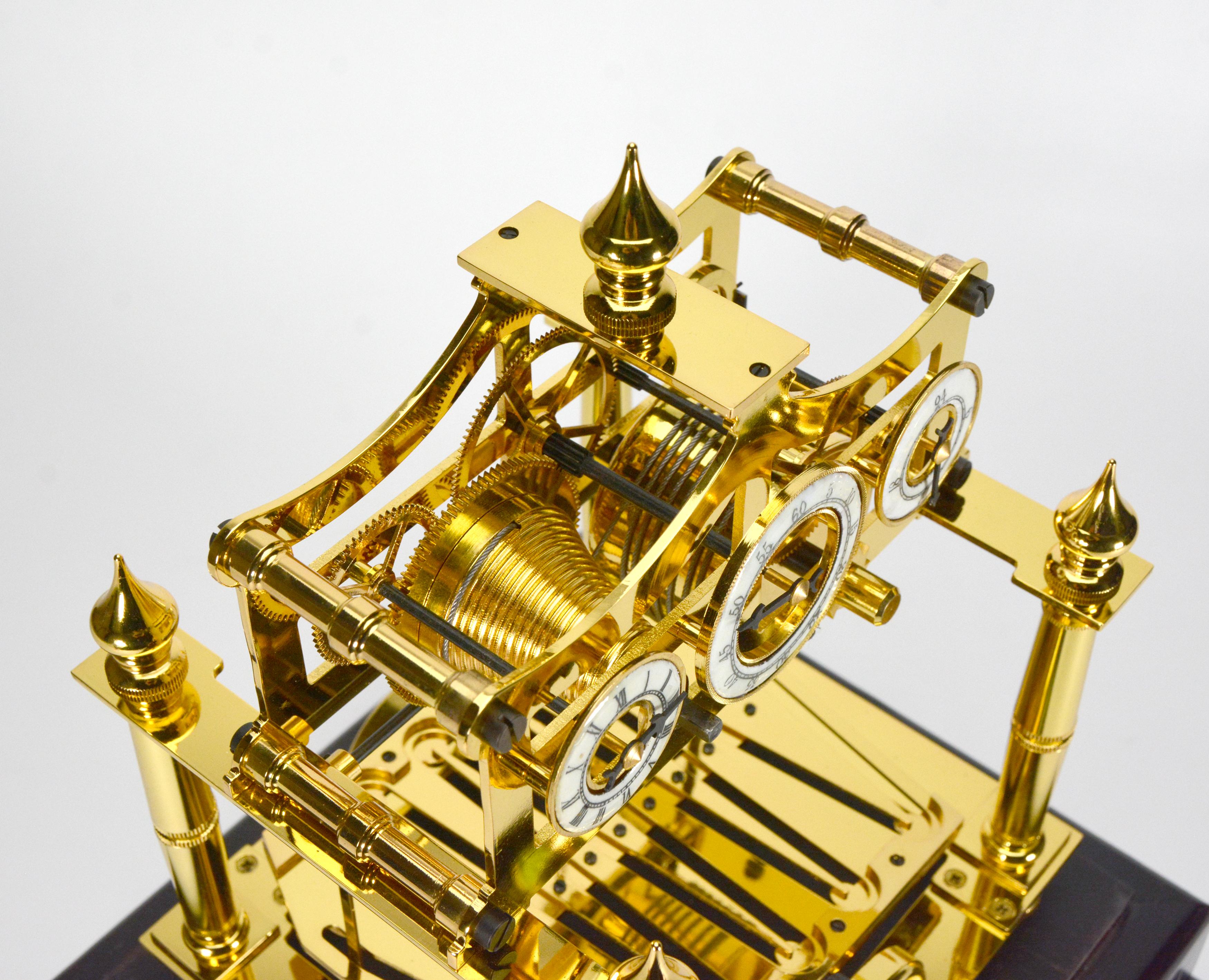 24K Gold Plated Miniature 8 Day English William Congreve Rolling Ball Clock For Sale 2