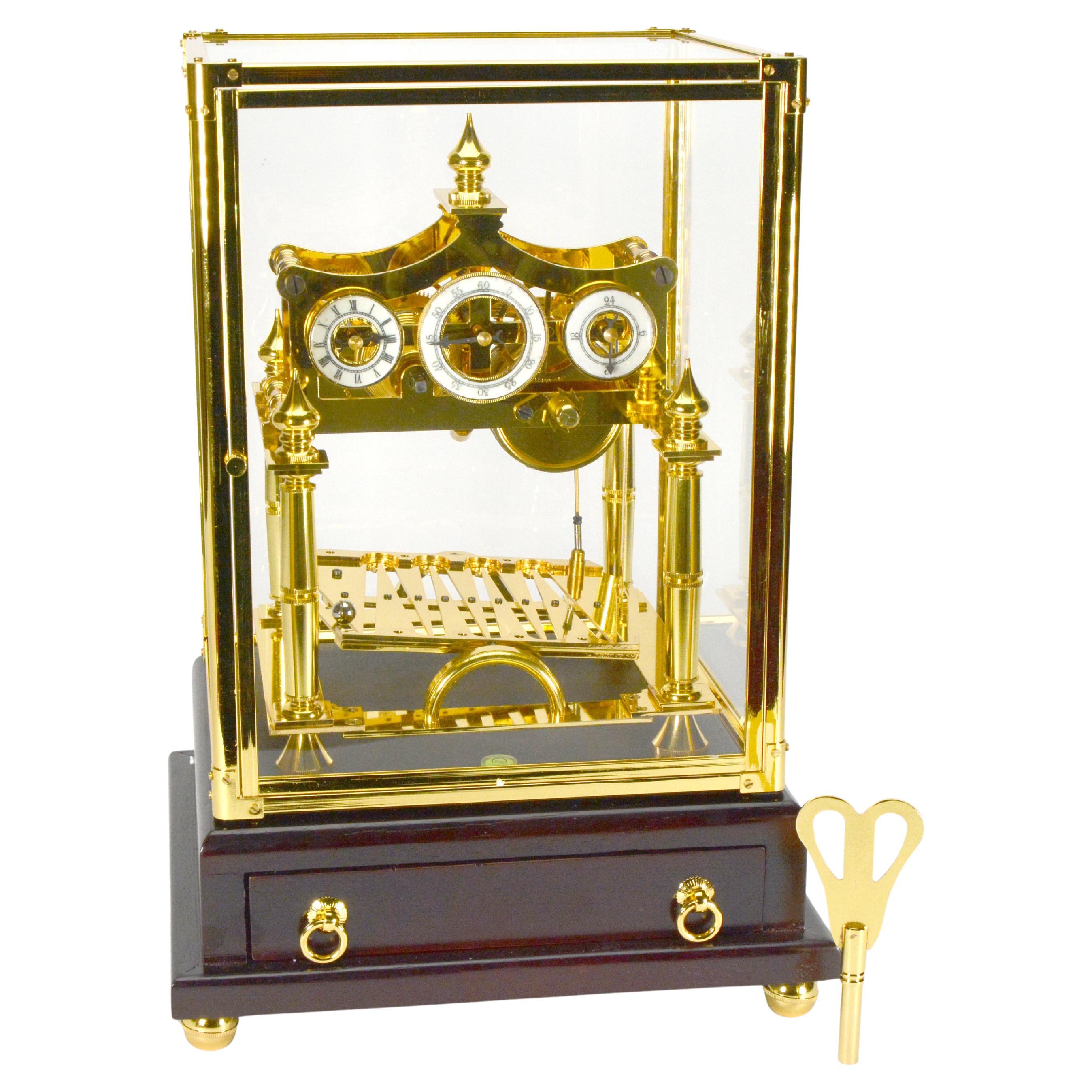 24K Gold Plated Miniature 8 Day English William Congreve Rolling Ball Clock