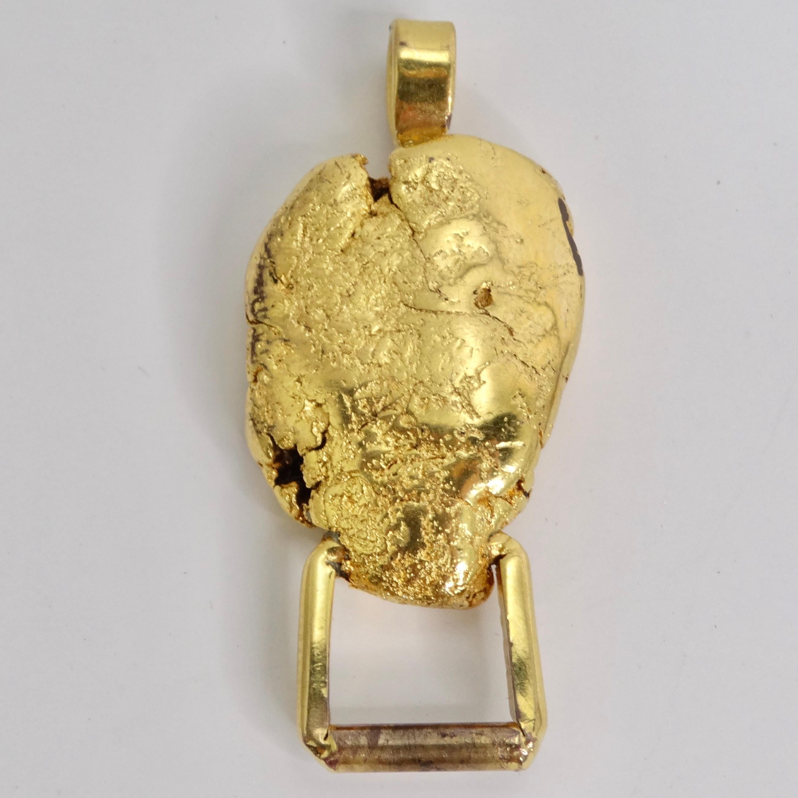 24K Gold Plated Nugget Pendent Circa 1980s In Excellent Condition For Sale In Scottsdale, AZ