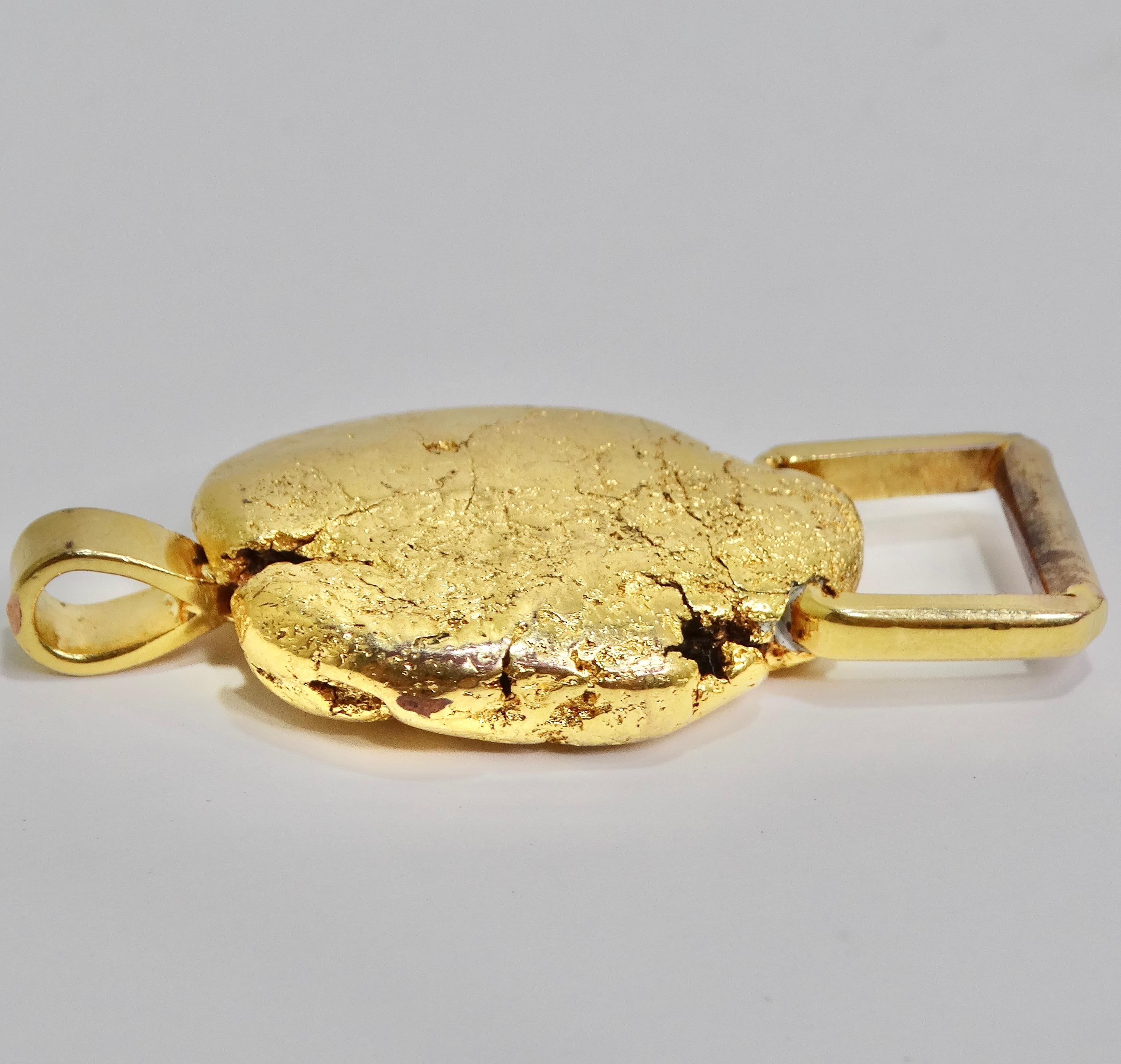 Women's or Men's 24K Gold Plated Nugget Pendent Circa 1980s For Sale
