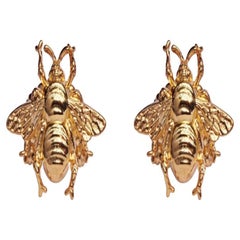 24K Gold Plated Queen Bee Earrings, Size L