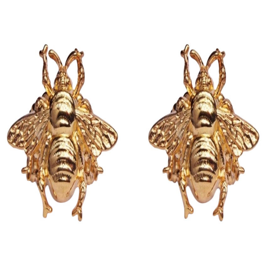 Pendientes Abeja Reina bañados en Oro de 24K, Talla S
