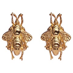 24K Gold Plated Queen Bee Earrings, Size S