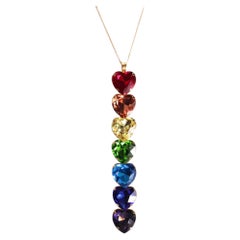 Collar Colgante Corazón Arco Iris Chapado en Oro de 24K
