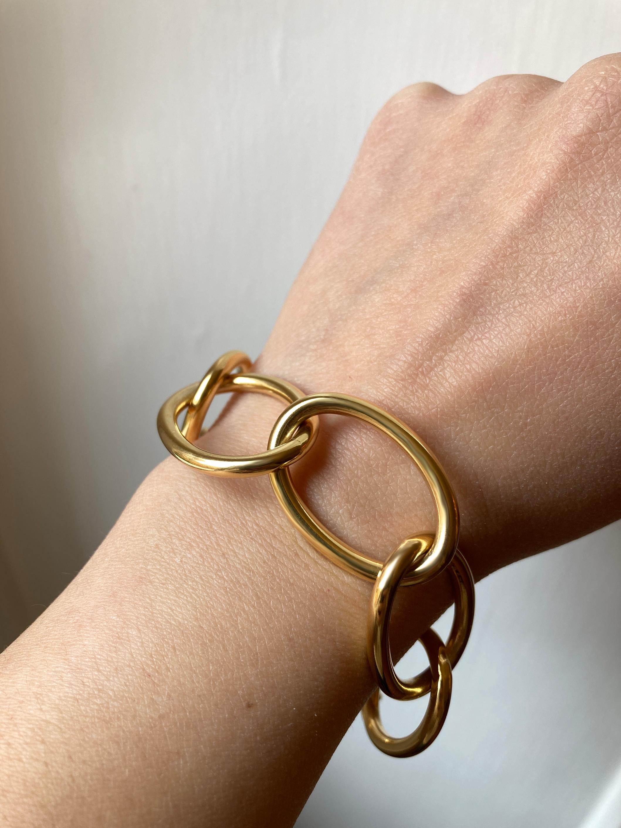 24K Gold Plated Sapphire Chain Silver Bracelet For Sale 2