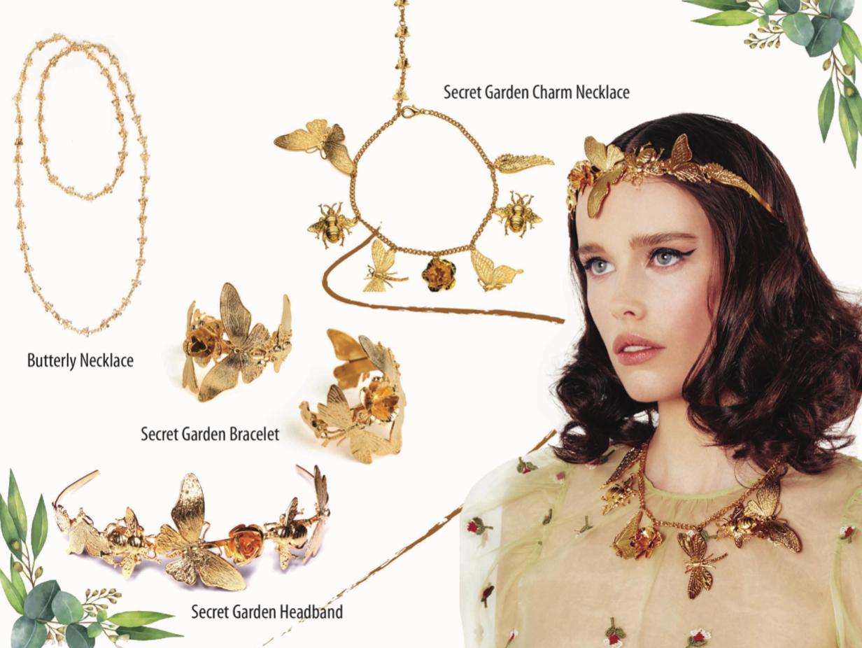 Women's 24K Gold Plated Secret Garden Charm Necklace For Sale