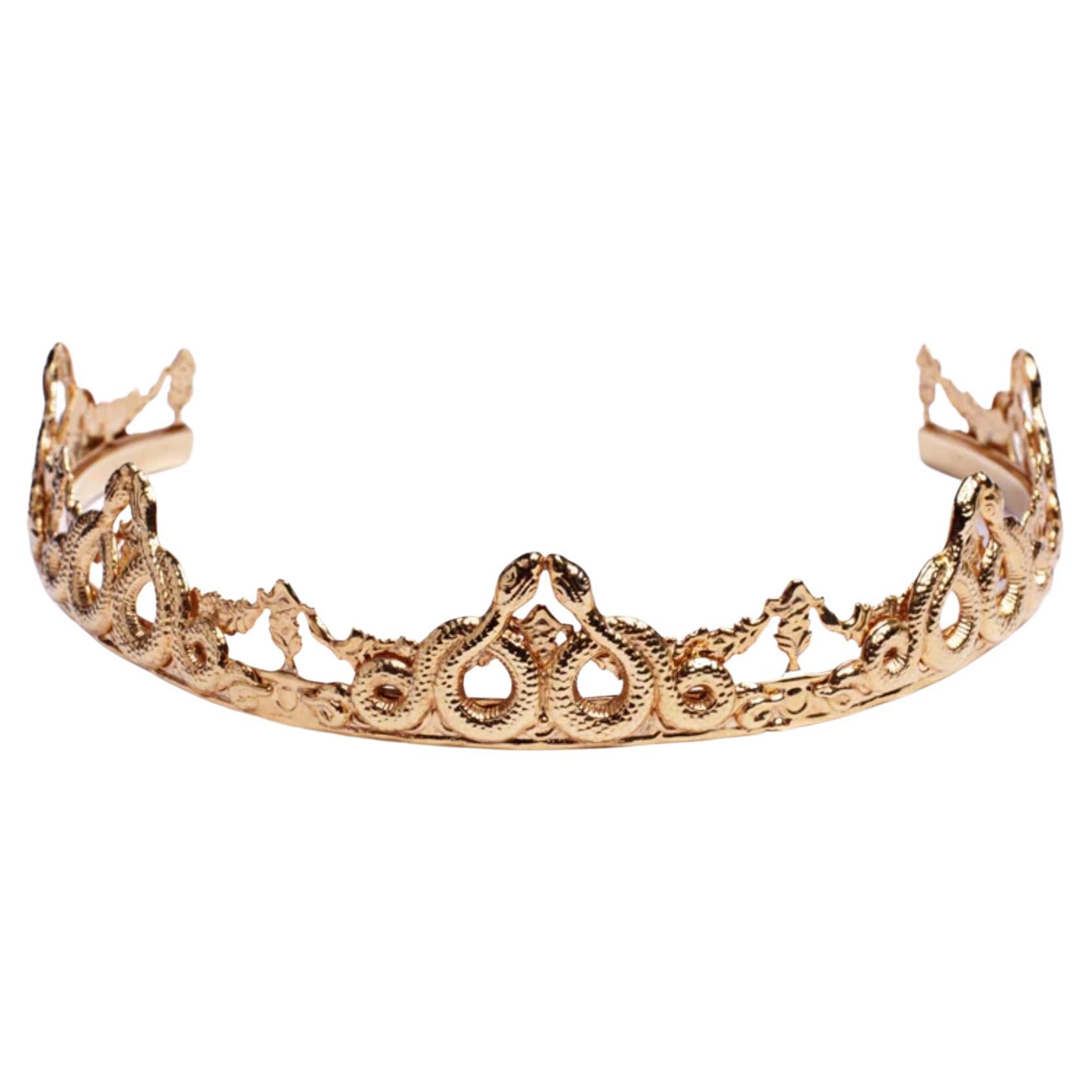24K Gold Plated Serpent Tiara For Sale