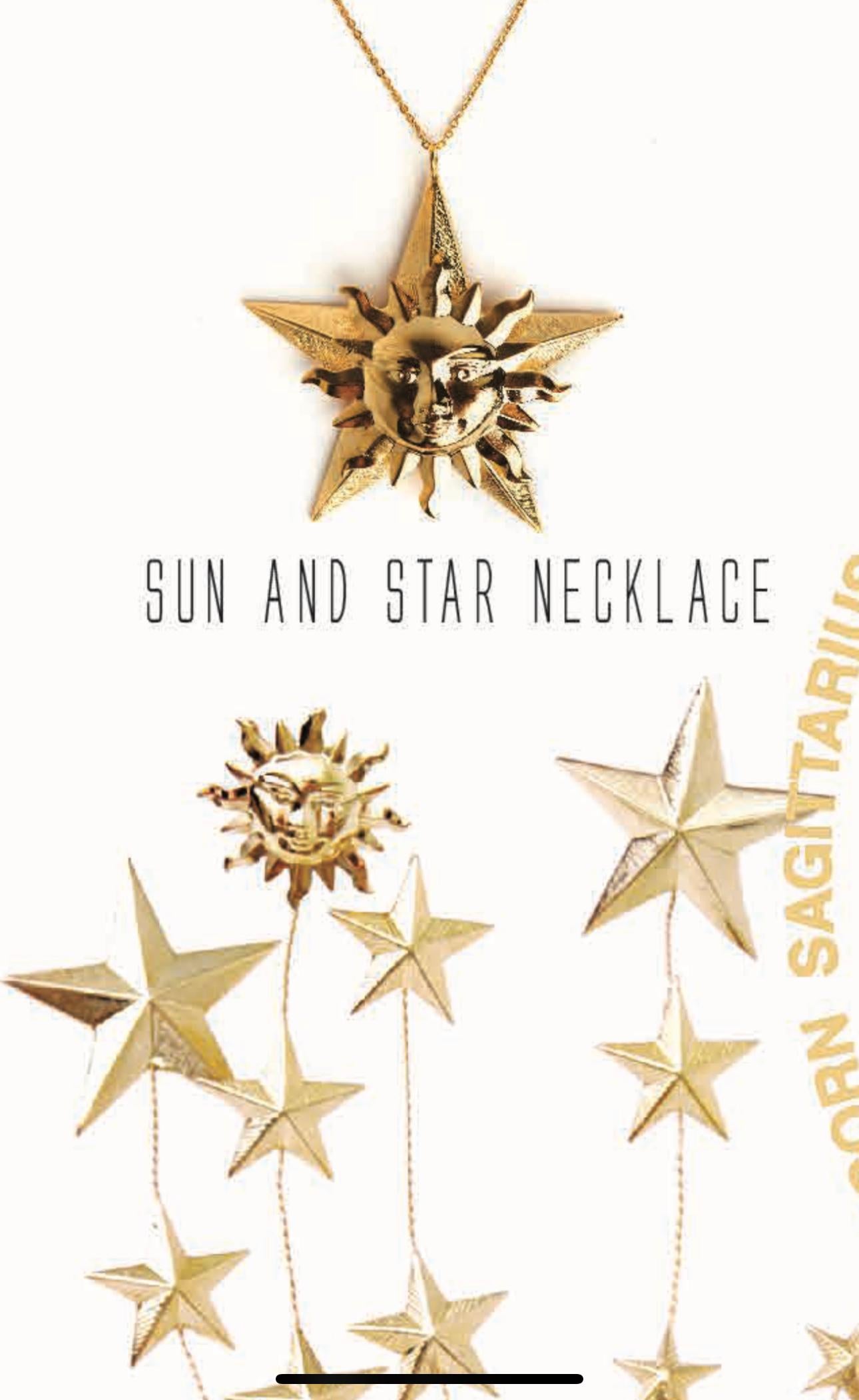 24K Gold Plated Star Sun Necklace In New Condition For Sale In Miami Beach, FL