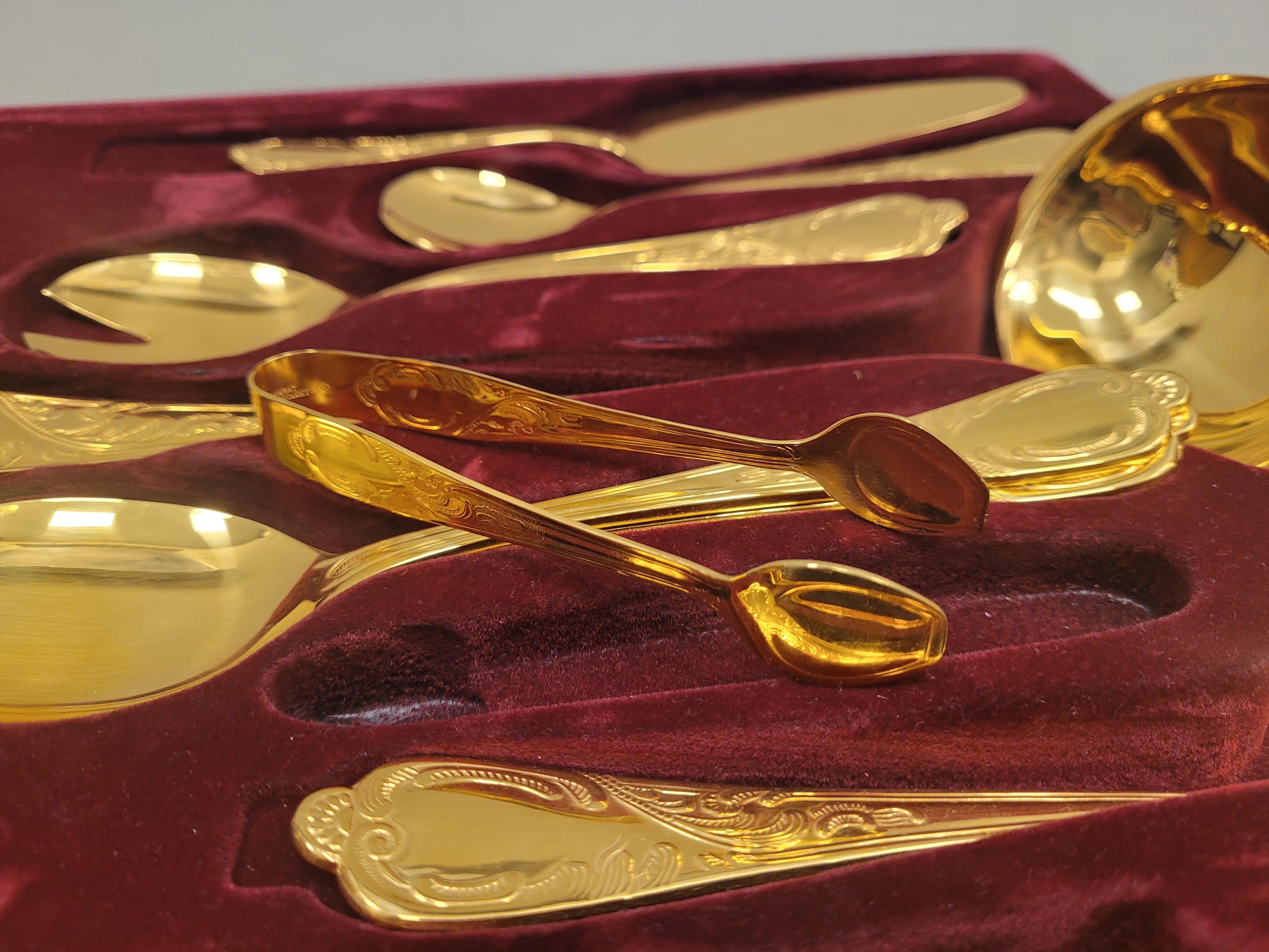 24K Gold Plating Germany  GRSG Rostfrei Solingen cutlery, 70 pieces, 60's 70's  For Sale 12