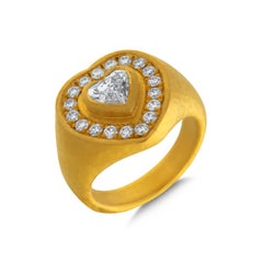 24k Gold Ring for Woman with a Heart-Cut Diamond