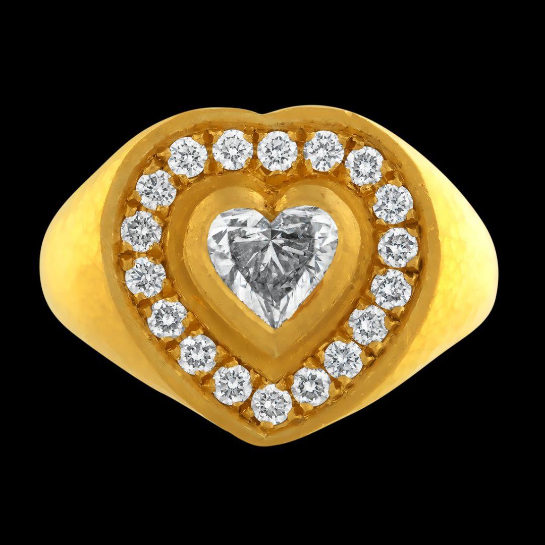 Heart Cut 24k Gold Ring for Woman with a Heart-Cut Diamond For Sale