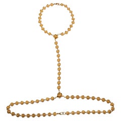 24K Gold Rosetten Körperkette Harness - Verstellbarer Schmuck, Größe 26