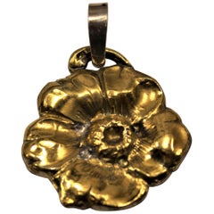 24 Karat Gold, massives Silber, Anhänger, fünf Blütenblätter, handgefertigt, Italien