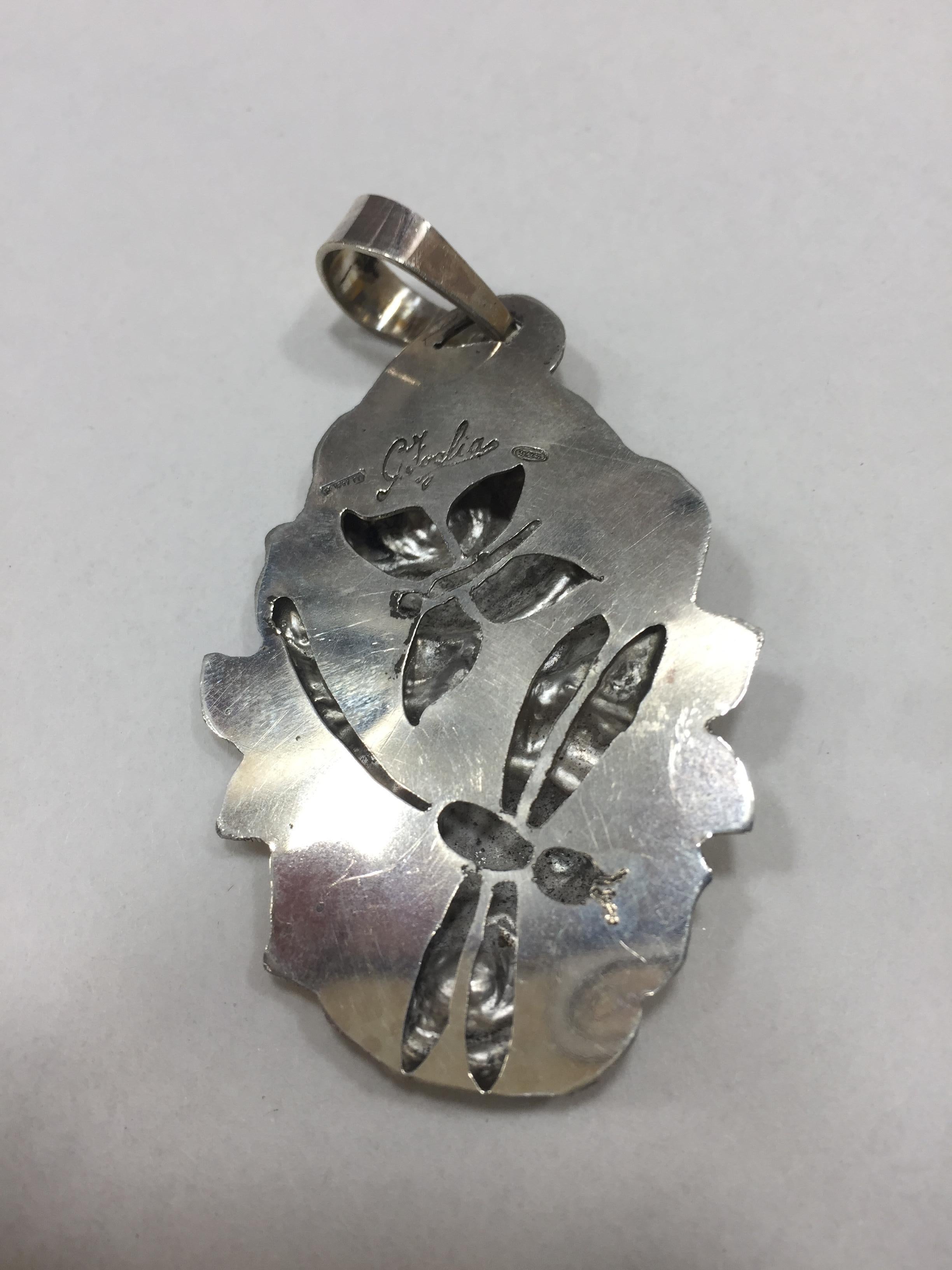 Oro de 24 quilates, Plata maciza, Colgante, Rosas, Hecho a mano, Italia Artista en venta