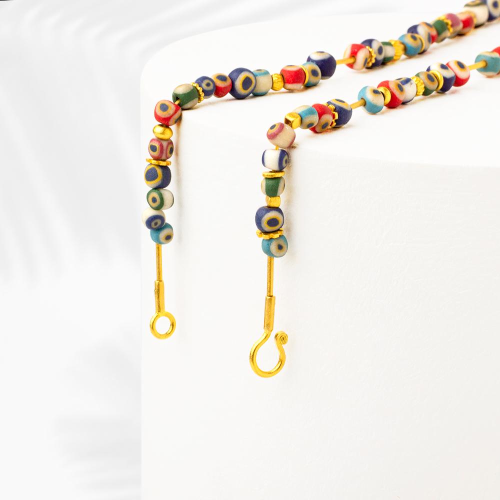 Artigiano Collana con perline in oro 24K ispirata al Malocchio di Troia in vendita