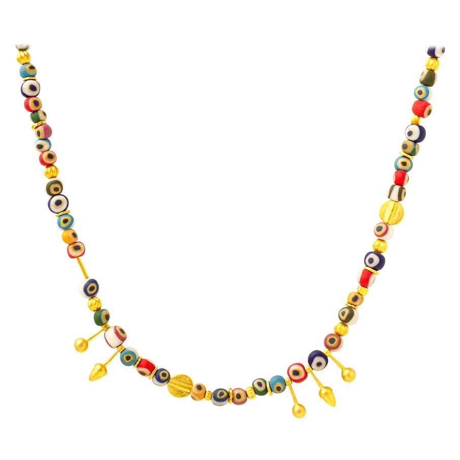 Collana con perline in oro 24K ispirata al Malocchio di Troia