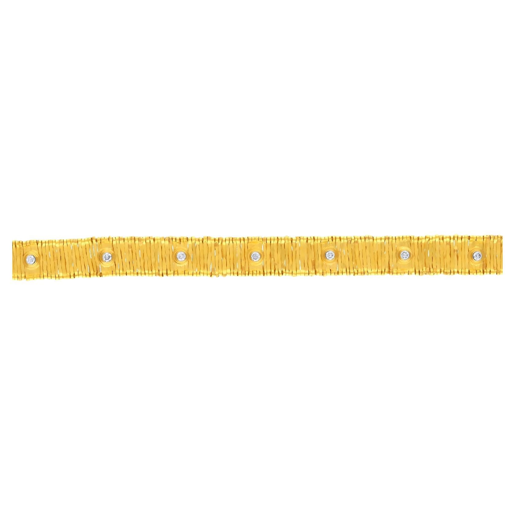 24k Gold Willow Bracelet for Woman with Diamonds