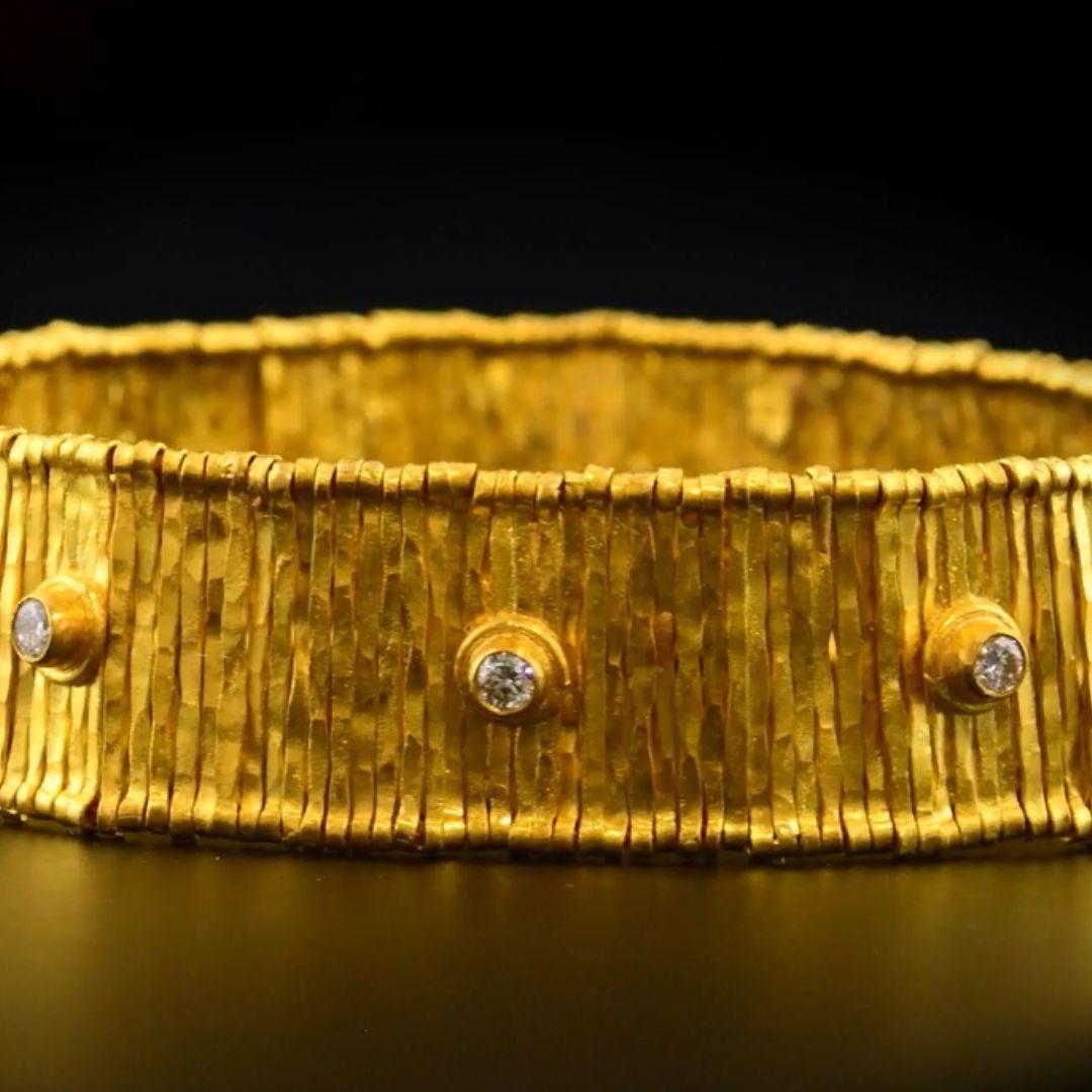 Pulsera Sauce de Oro 24K para Mujer con Diamantes Corte brillante en venta
