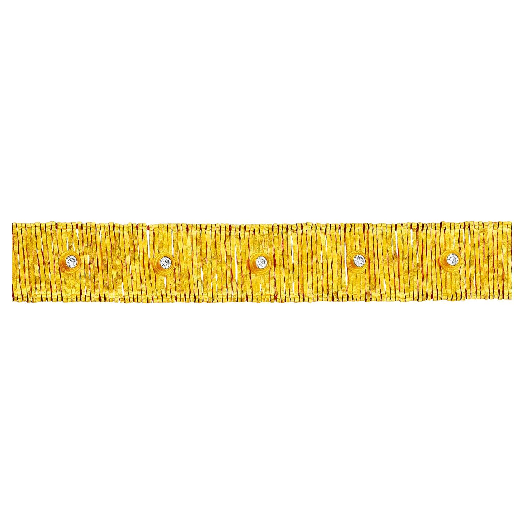 24k Gold Willow Bracelet for Woman with Diamonds