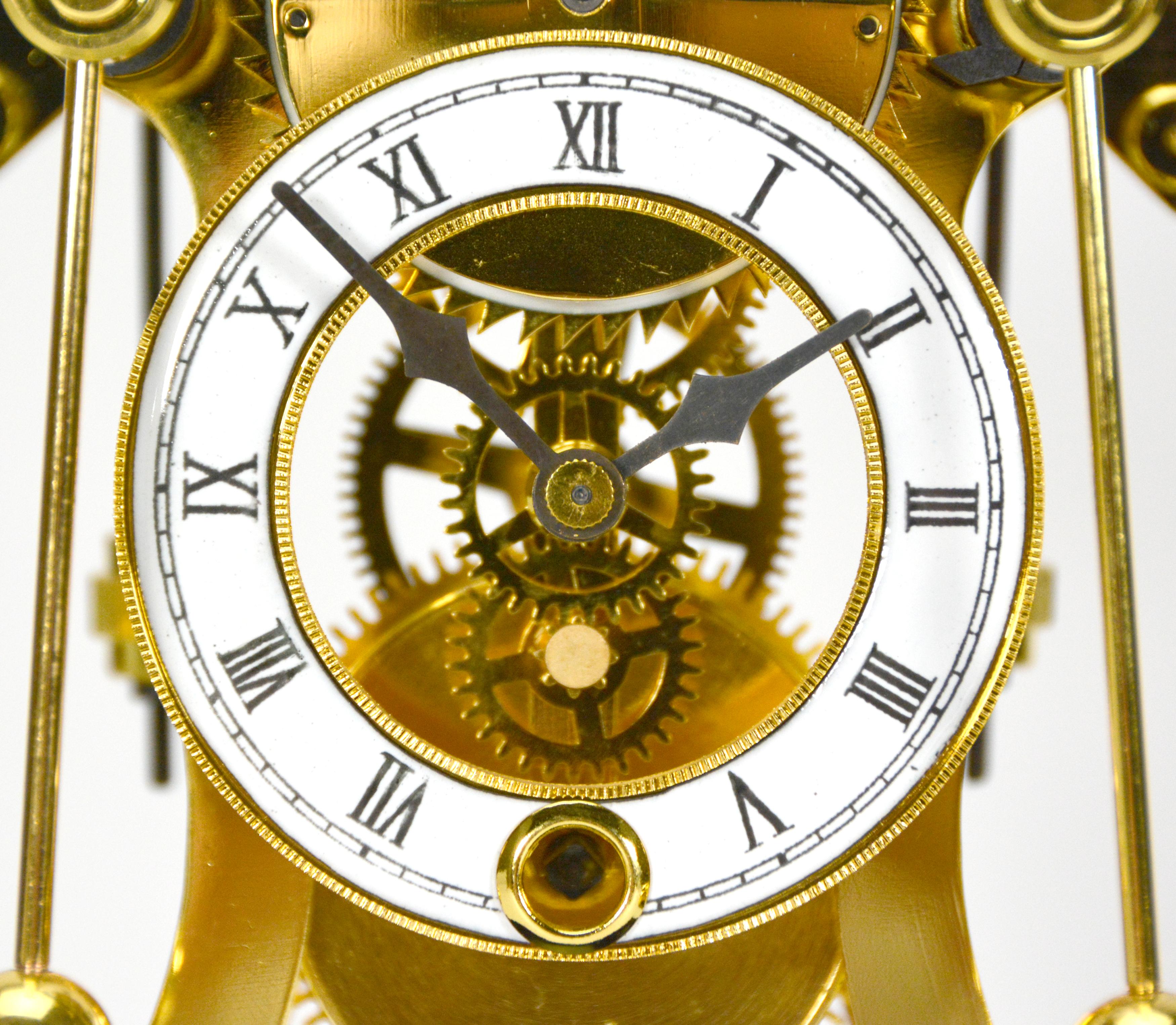 24K Harrison Style Grasshopper Escapement Double Pendulum Skeleton Sea Clock For Sale 5