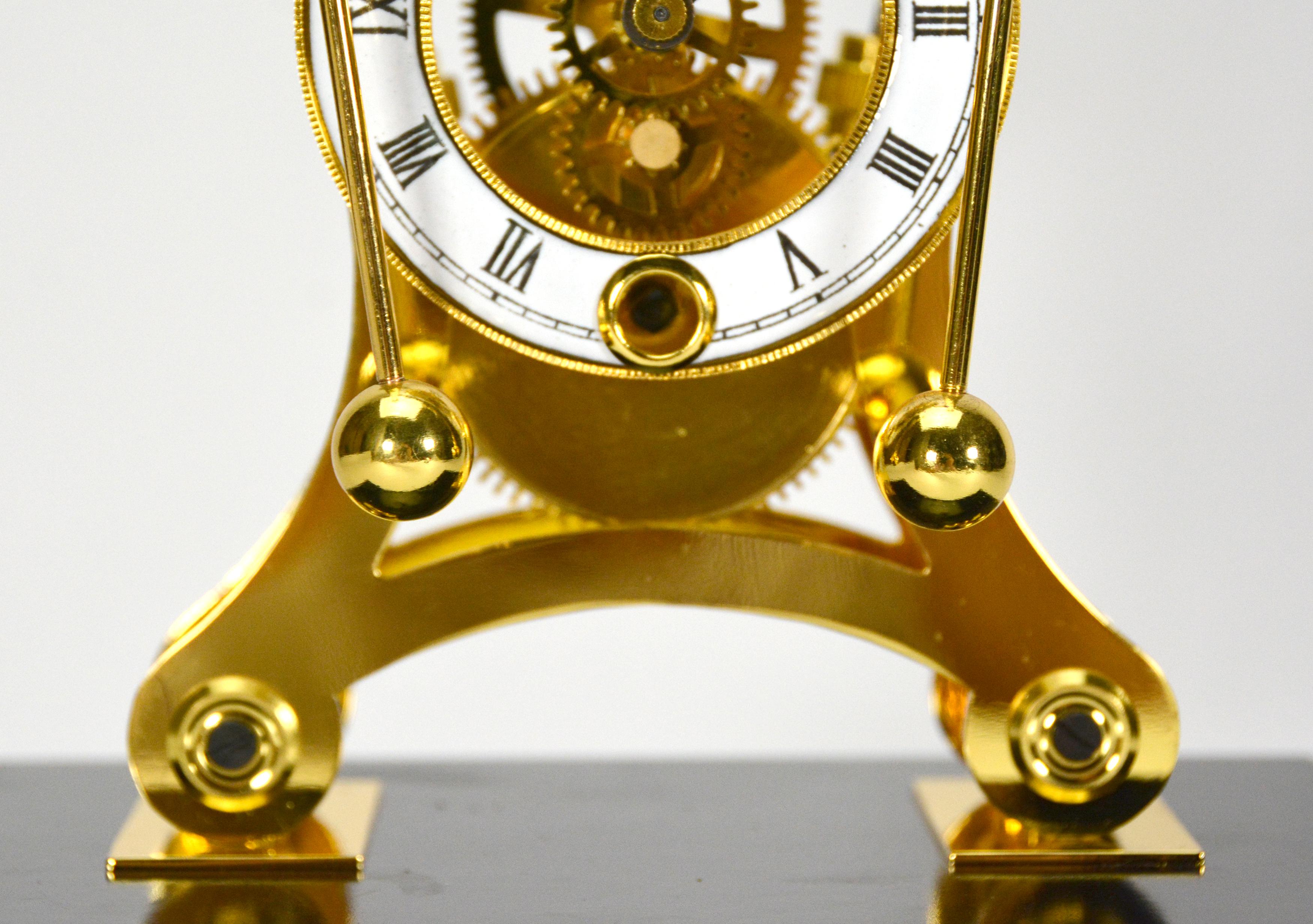 24K Harrison Style Grasshopper Escapement Double Pendulum Skeleton Sea Clock For Sale 6