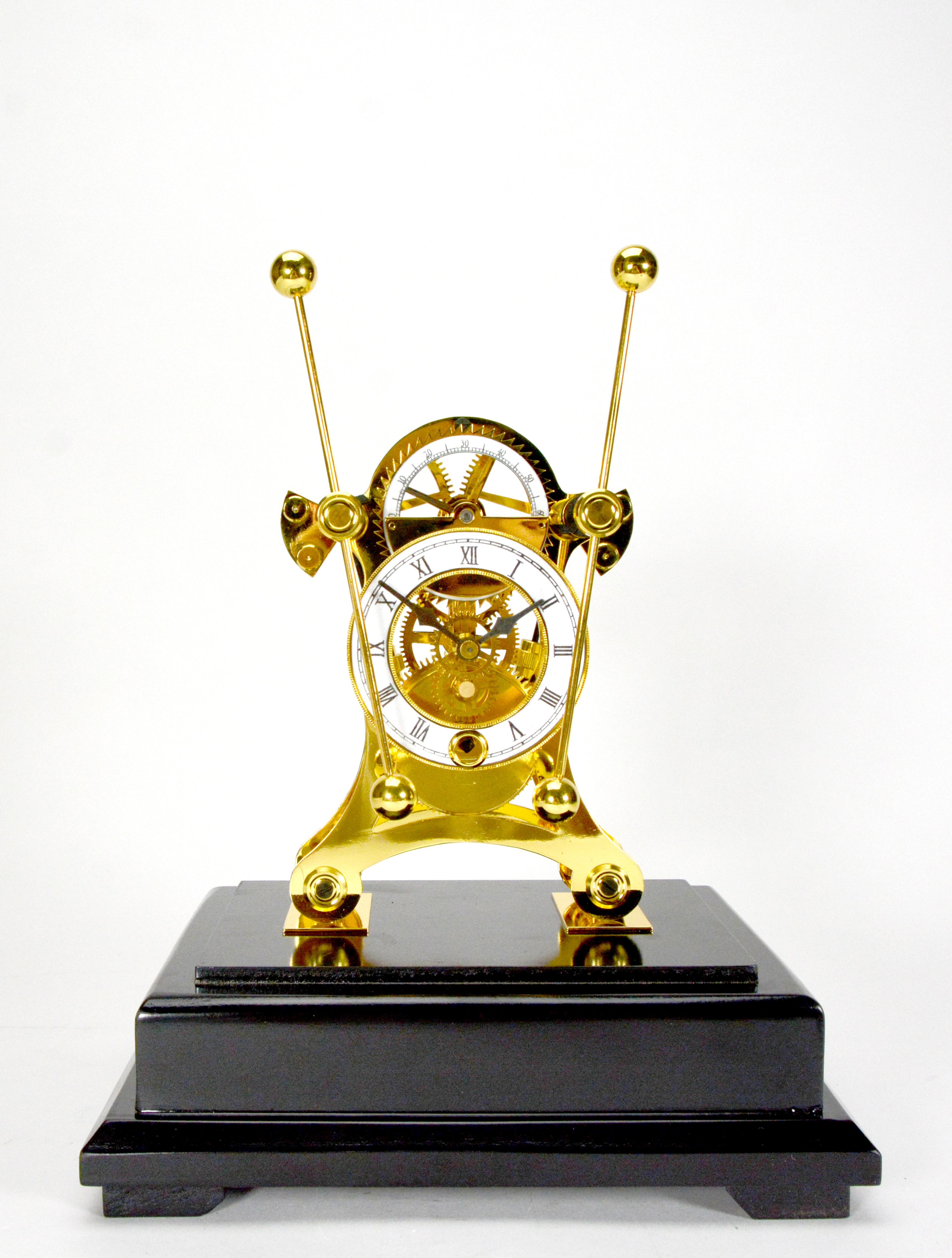 20th Century 24K Harrison Style Grasshopper Escapement Double Pendulum Skeleton Sea Clock For Sale