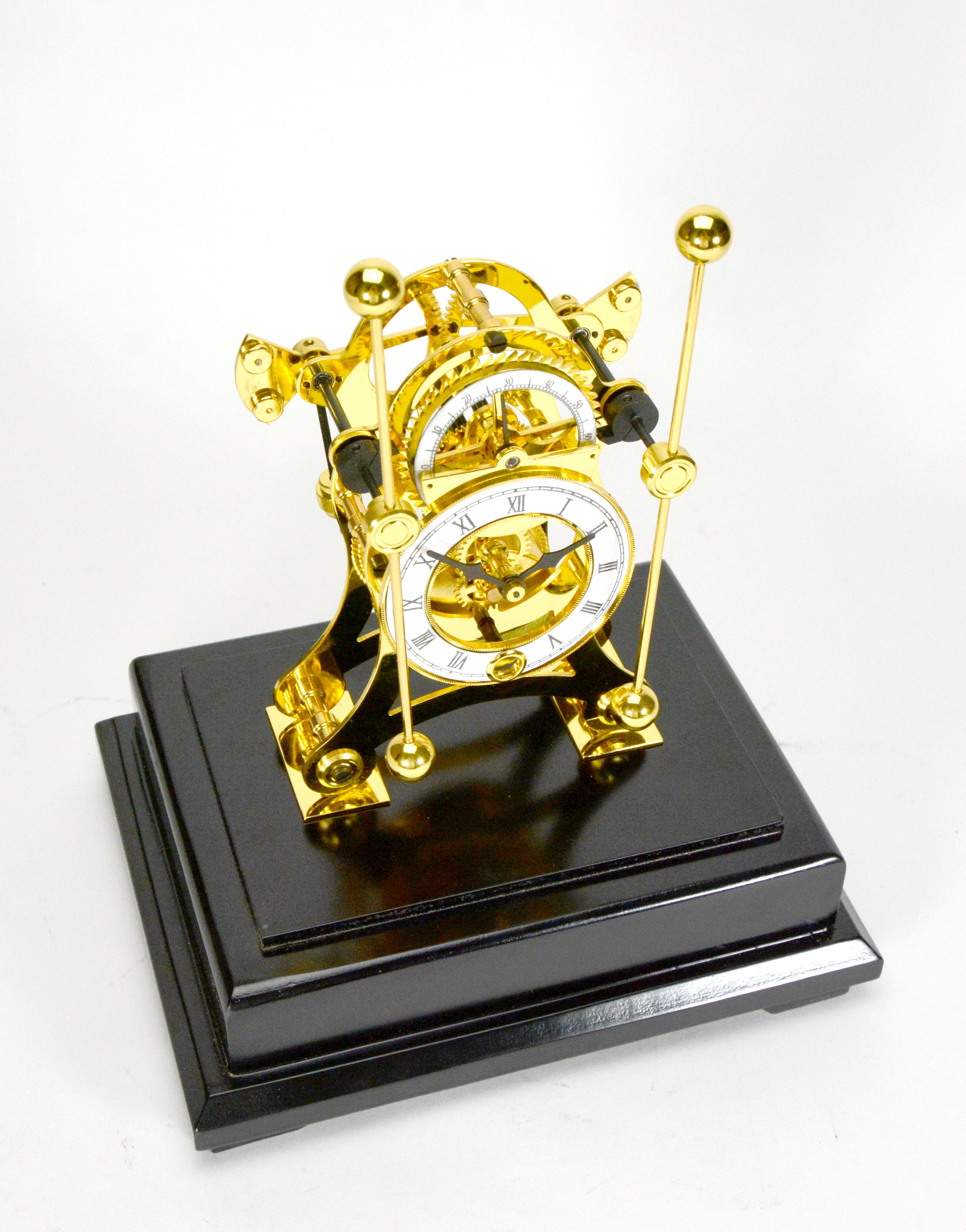 24K Harrison Style Grasshopper Escapement Double Pendulum Skeleton Sea Clock For Sale 2