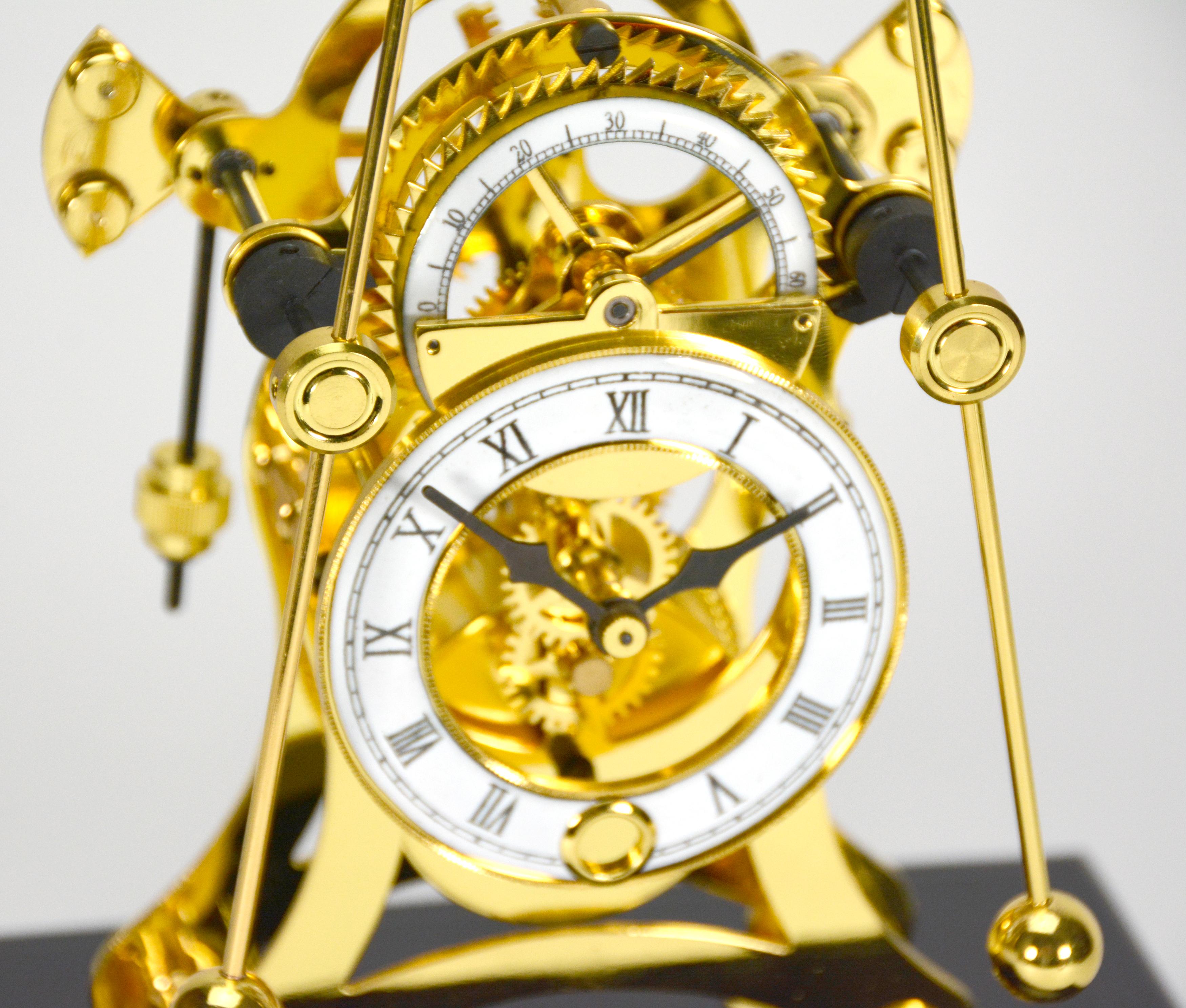24K Harrison Style Grasshopper Escapement Double Pendulum Skeleton Sea Clock For Sale 3