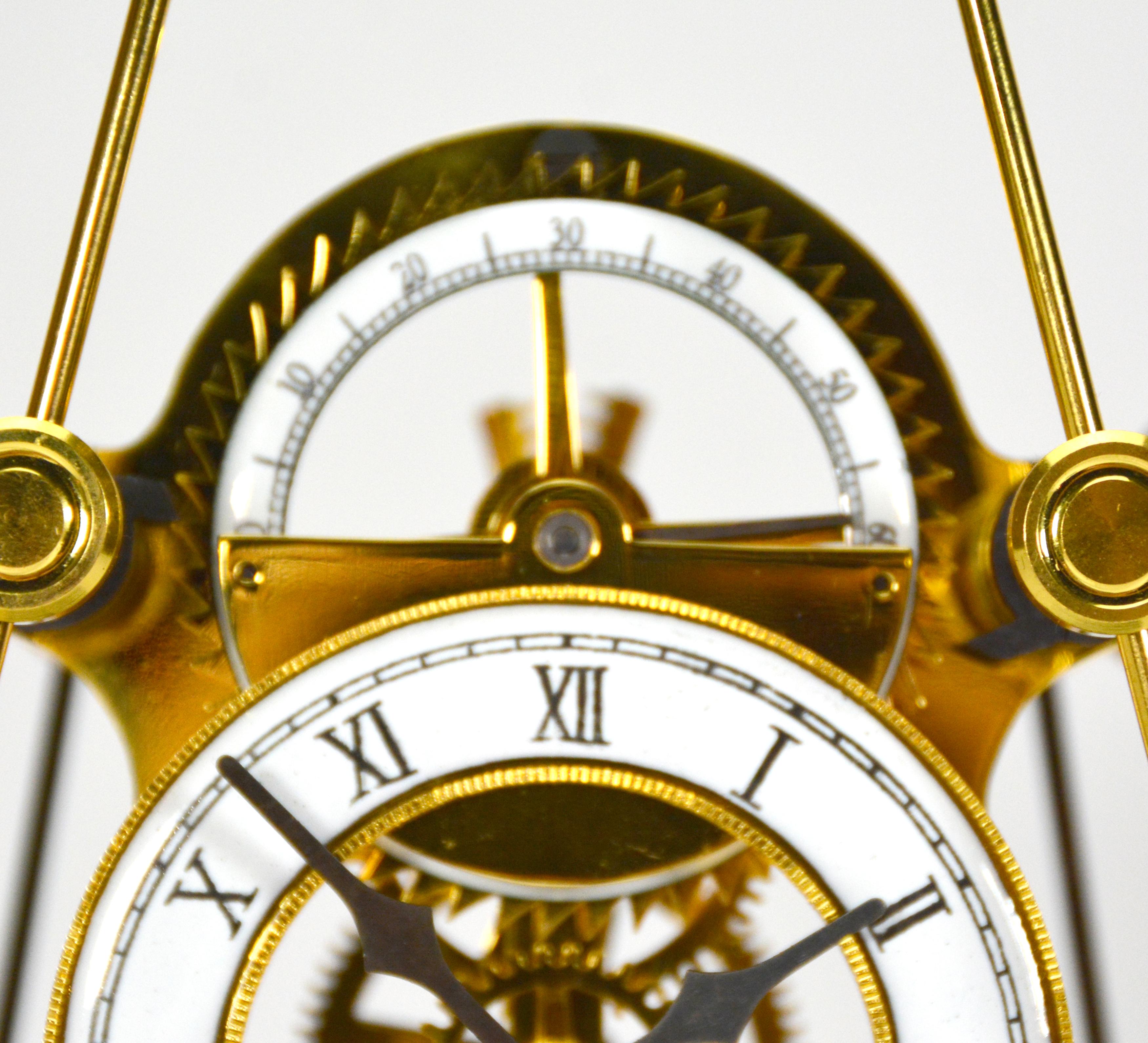 24K Harrison Style Grasshopper Escapement Double Pendulum Skeleton Sea Clock For Sale 4