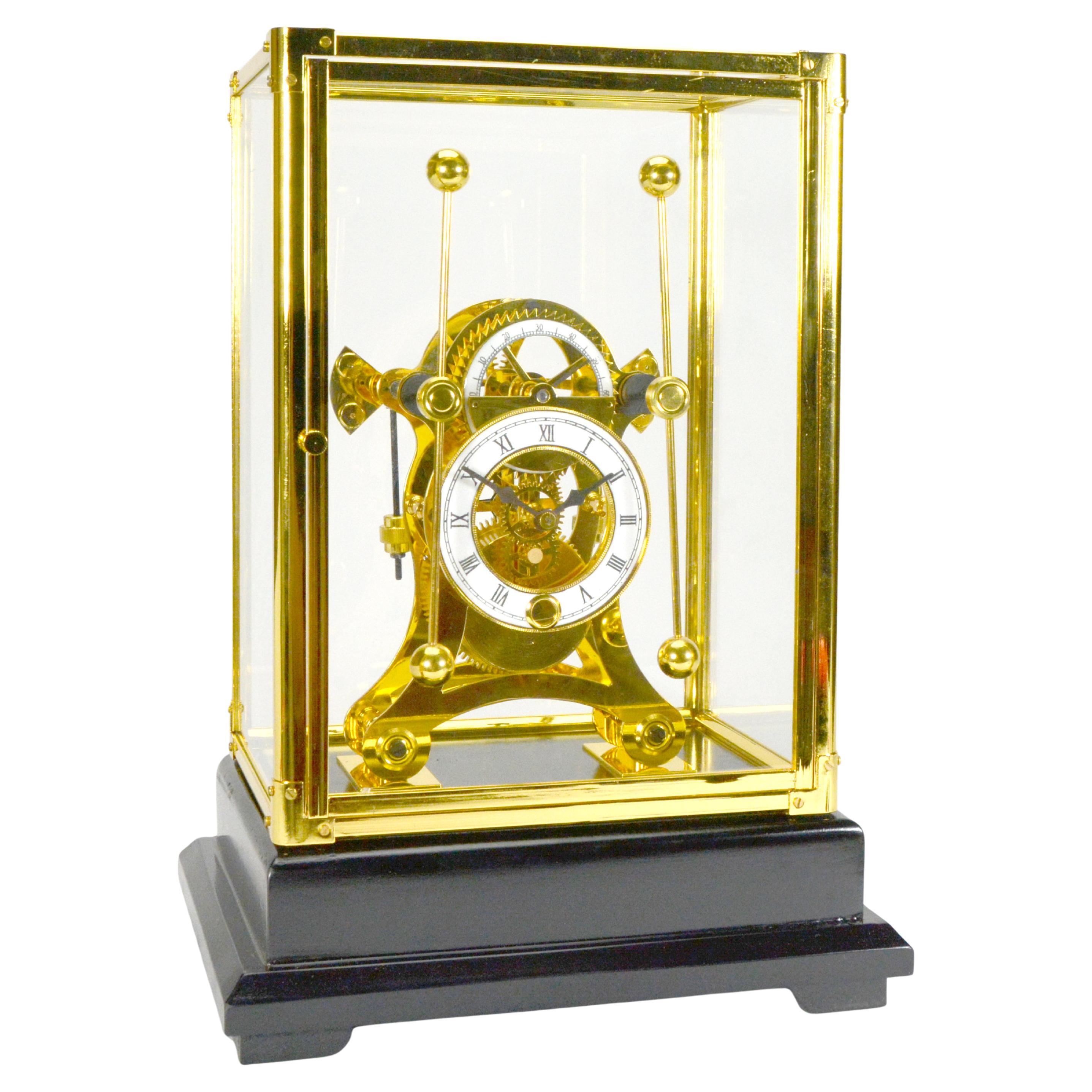 24K Harrison Style Grasshopper Escapement Double Pendulum Skeleton Sea Clock For Sale