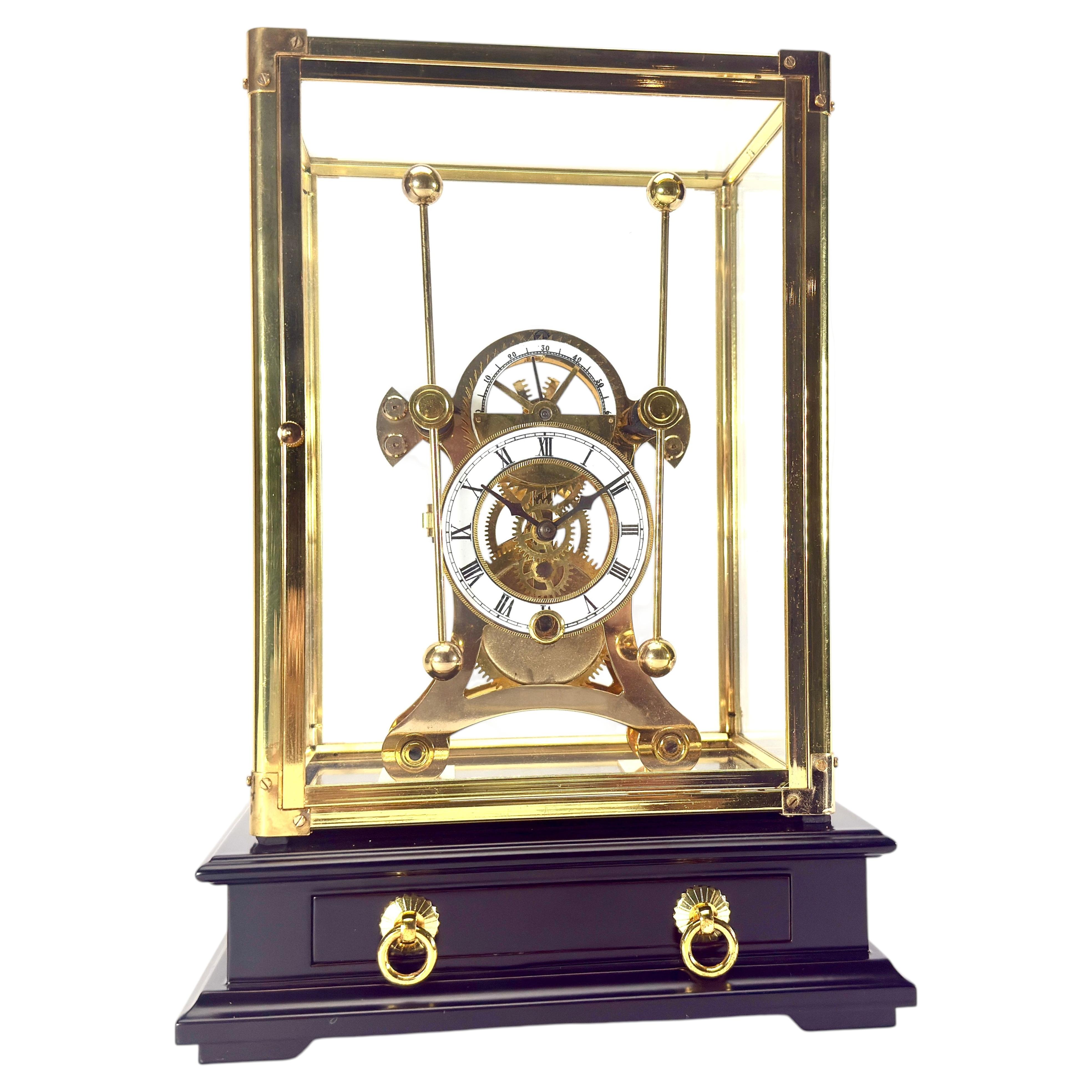 24K Harrison Style Grasshopper Escapement Double Pendulum Skeleton Sea Clock