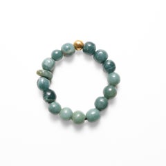 24K Jade Bracelet Guatemalan Jadeite Jade, Beaded Stretch, 7" sm-med, Untreated