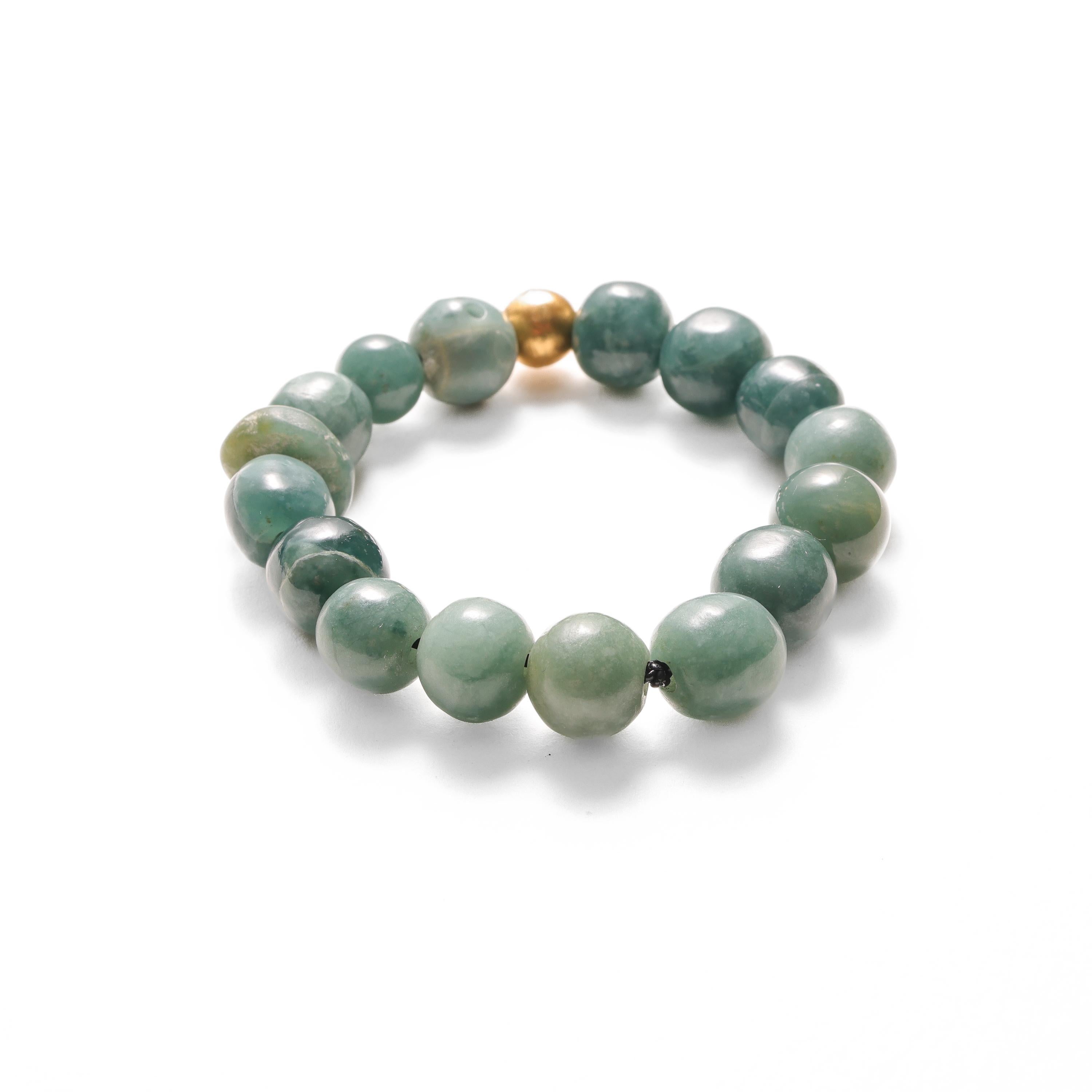 Women's or Men's 24K Jade Bracelet Guatemalan Jadeite Jade, Beaded Stretch, 7