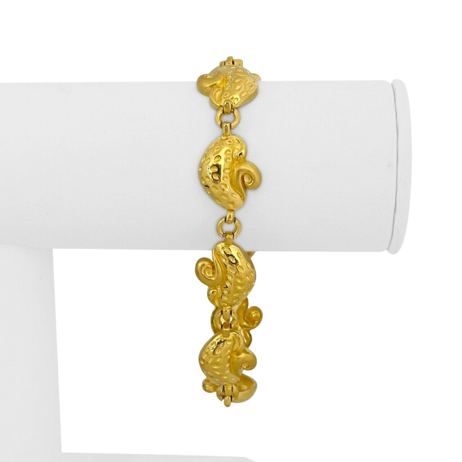 Bracelet en or jaune pur 24k 43.4g massif lourd 13mm Fancy Link Bracelet 8