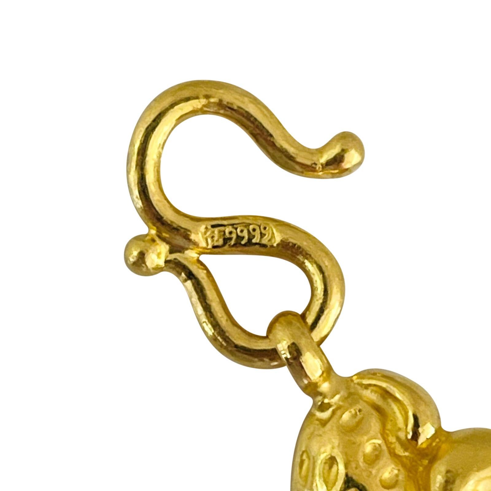 Bracelet à maillons fantaisie en or jaune pur 24 carats massif et lourd  en vente 2