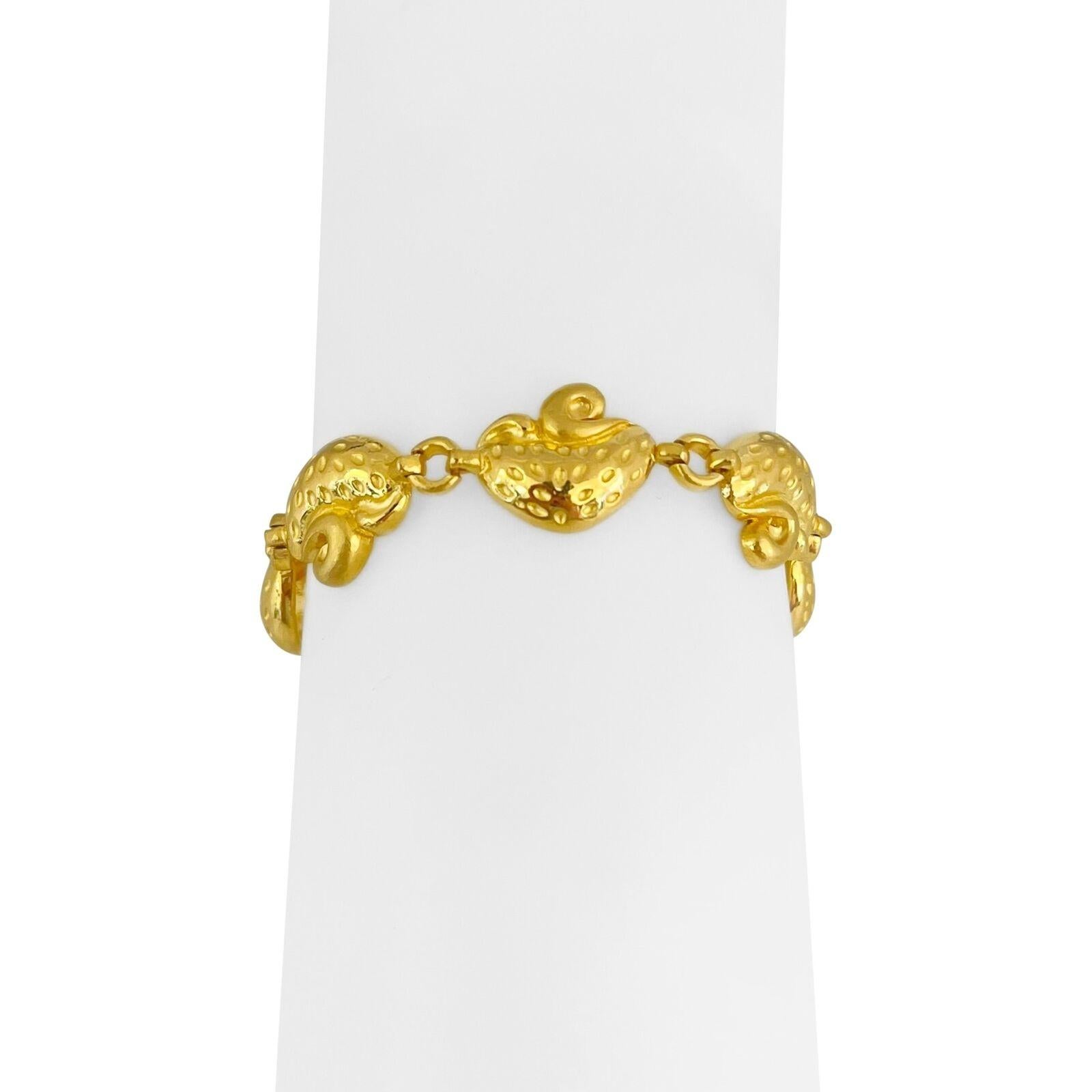 Bracelet à maillons fantaisie en or jaune pur 24 carats massif et lourd  en vente 3