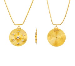 24 Karat Lentil Tube Chain with Wire Wrapped Pendant Adorned with Diamonds