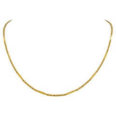 24k Pure Yellow Gold 12.3g Solid Thin 1.5mm Bar and Cable Link Necklace 18.5"