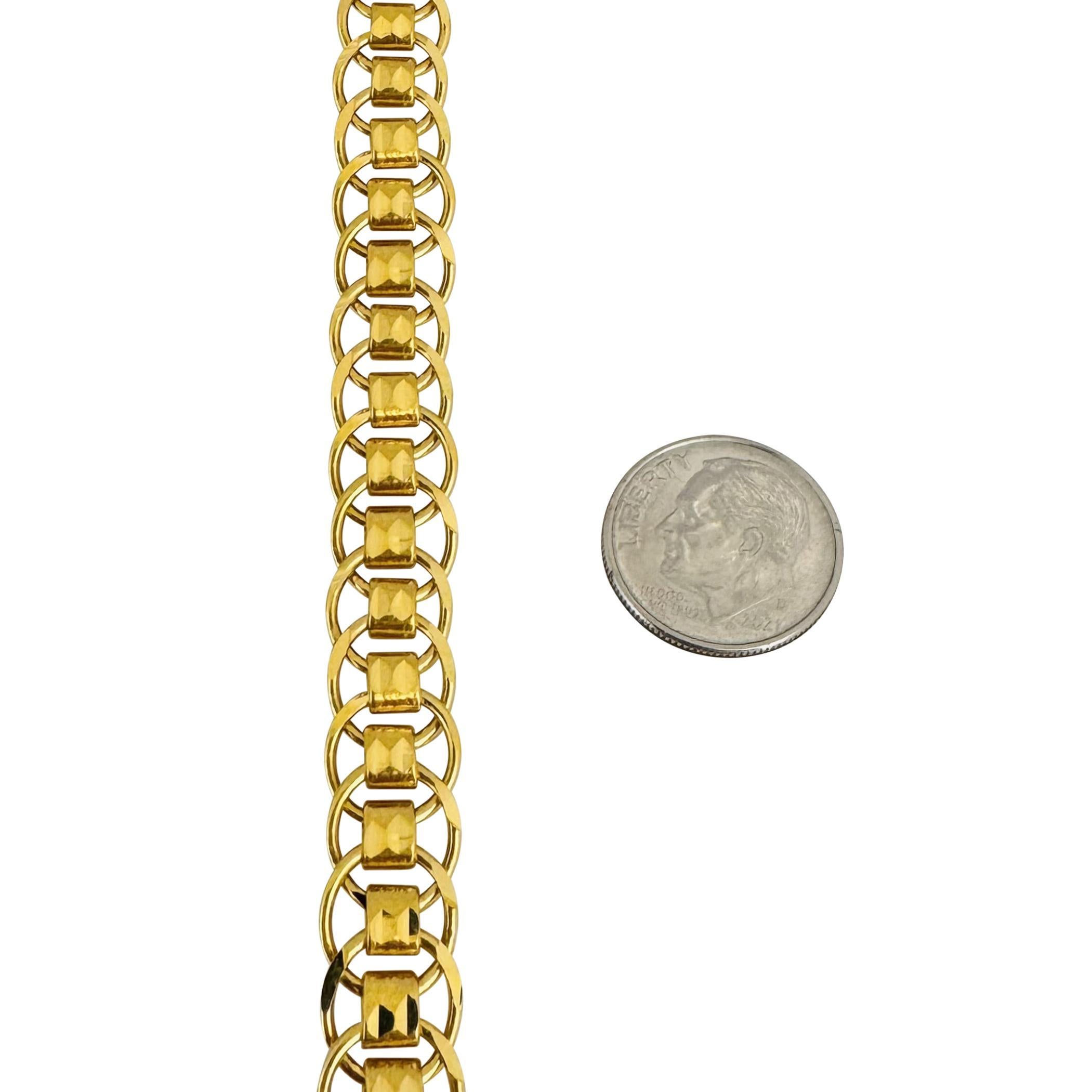 24k reines Gelbgold 17,3g massives 7,5mm Ausgefallenes Gliederarmband 7,5