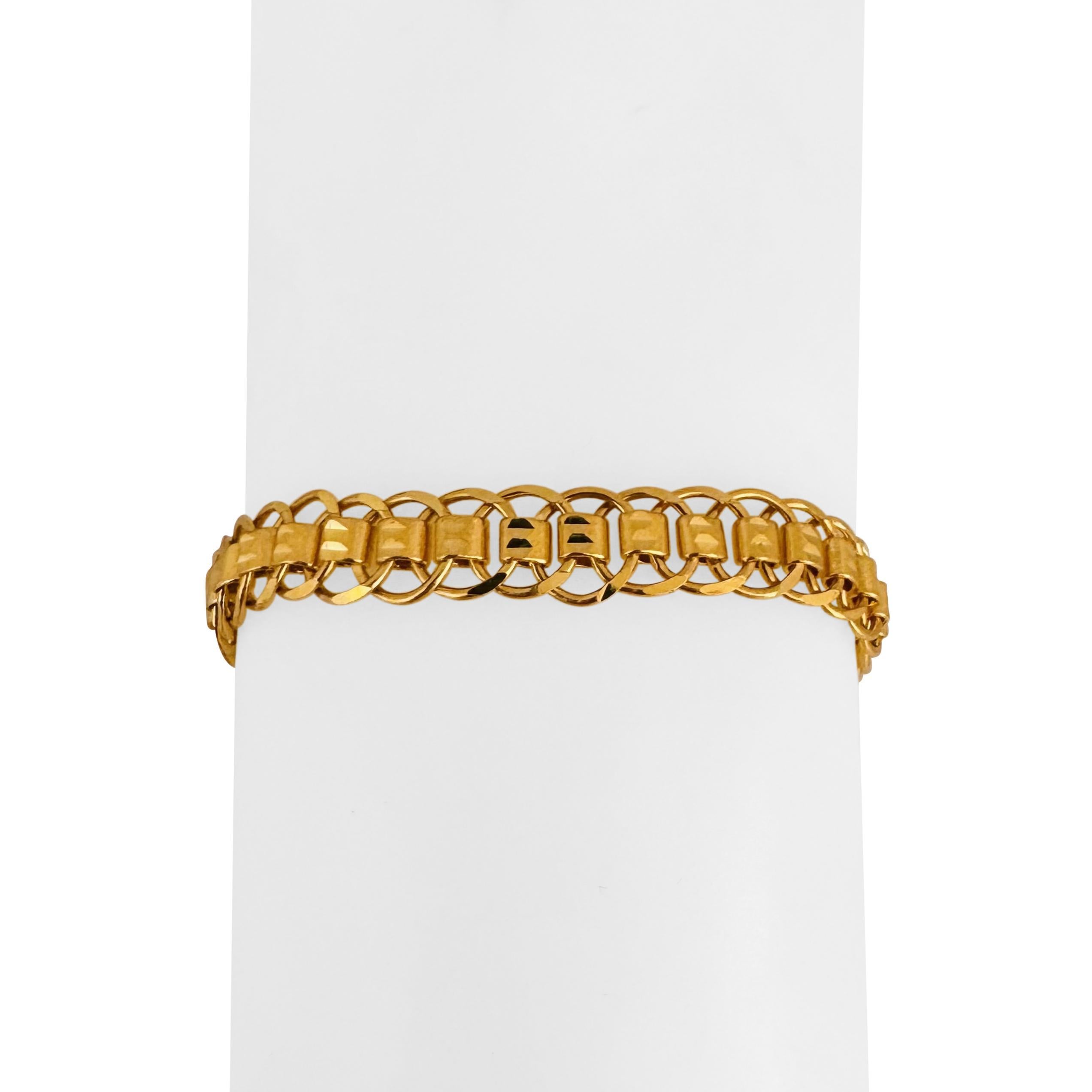 24k reines Gelbgold 17,3g massives 7,5mm Ausgefallenes Gliederarmband 7,5