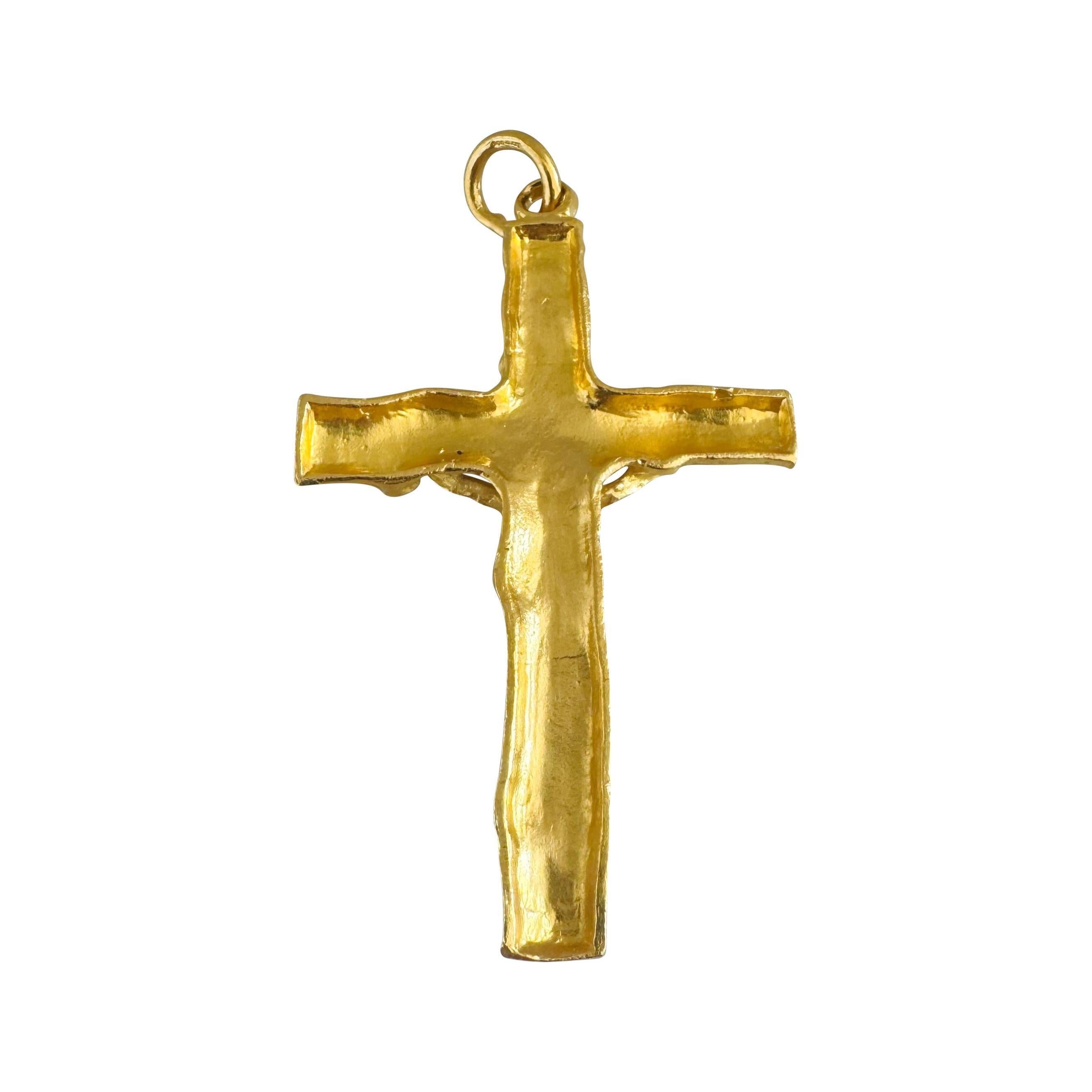 De las mujeres Colgante Cruz Crucifijo Grande de Oro Amarillo Puro de 24k 17,5 g de peso 2,5