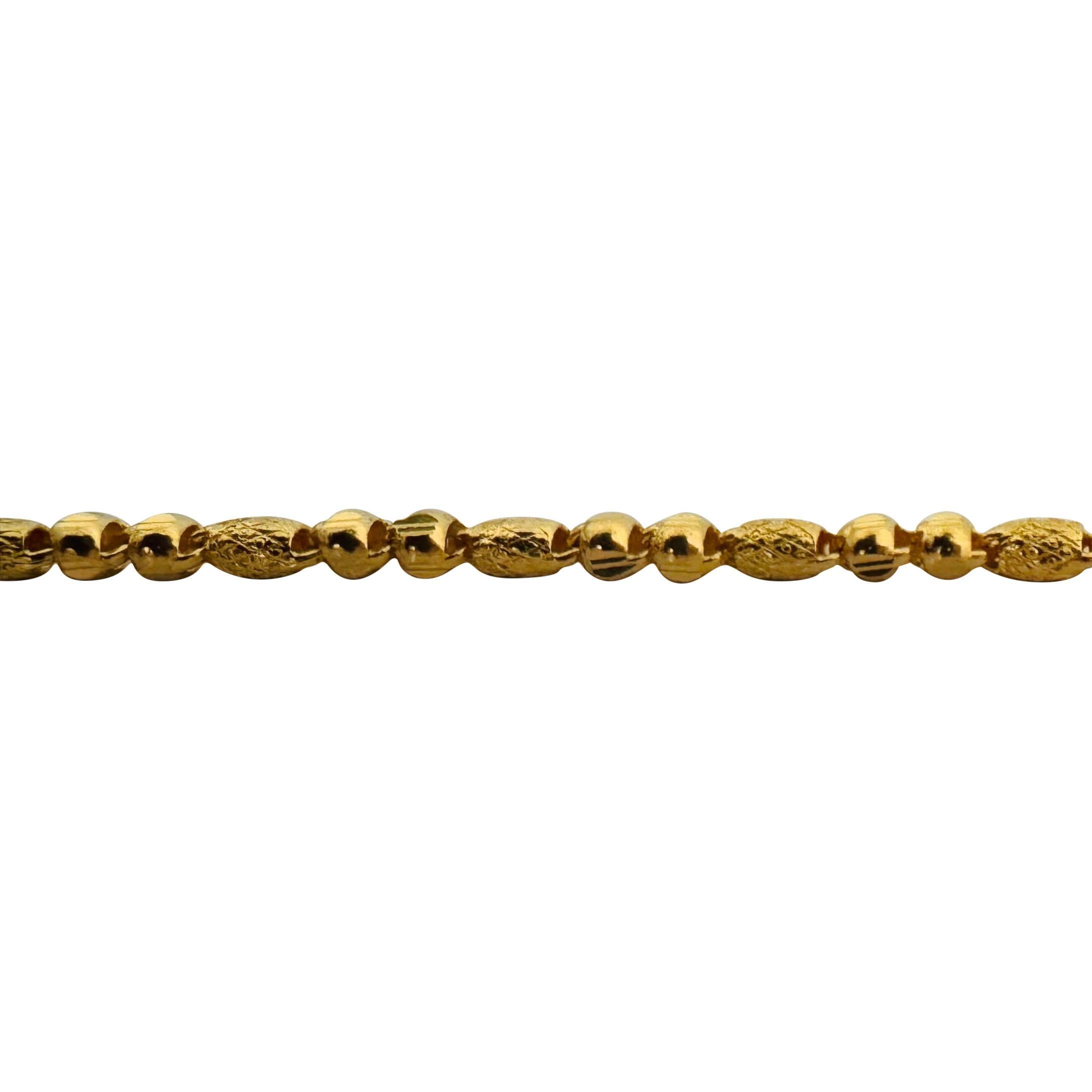 24k Pure Yellow Gold 22g Diamond Cut 3mm Bead Link Chain Necklace 18