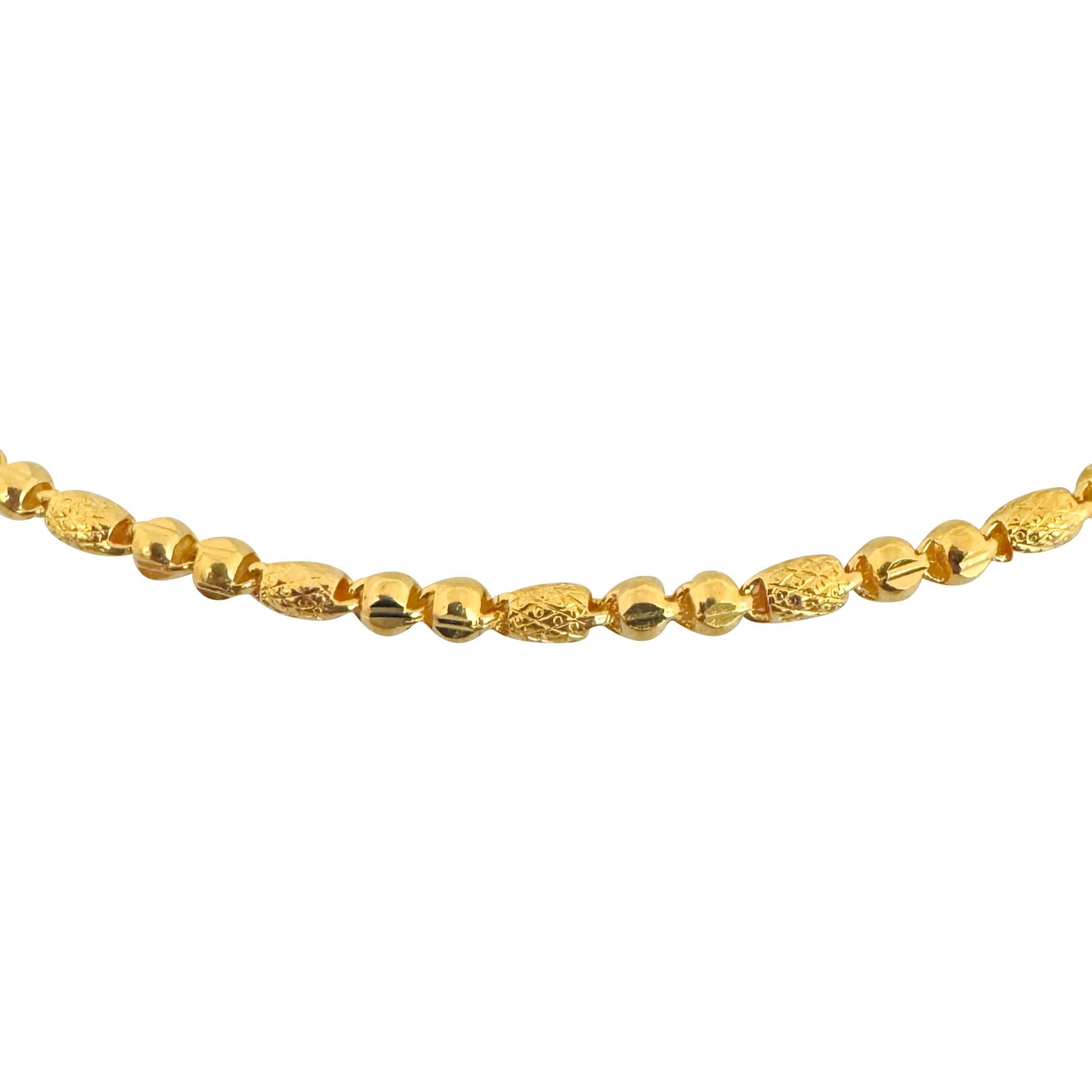 Women's 24k Pure Yellow Gold 22g Diamond Cut 3mm Bead Link Chain Necklace 18