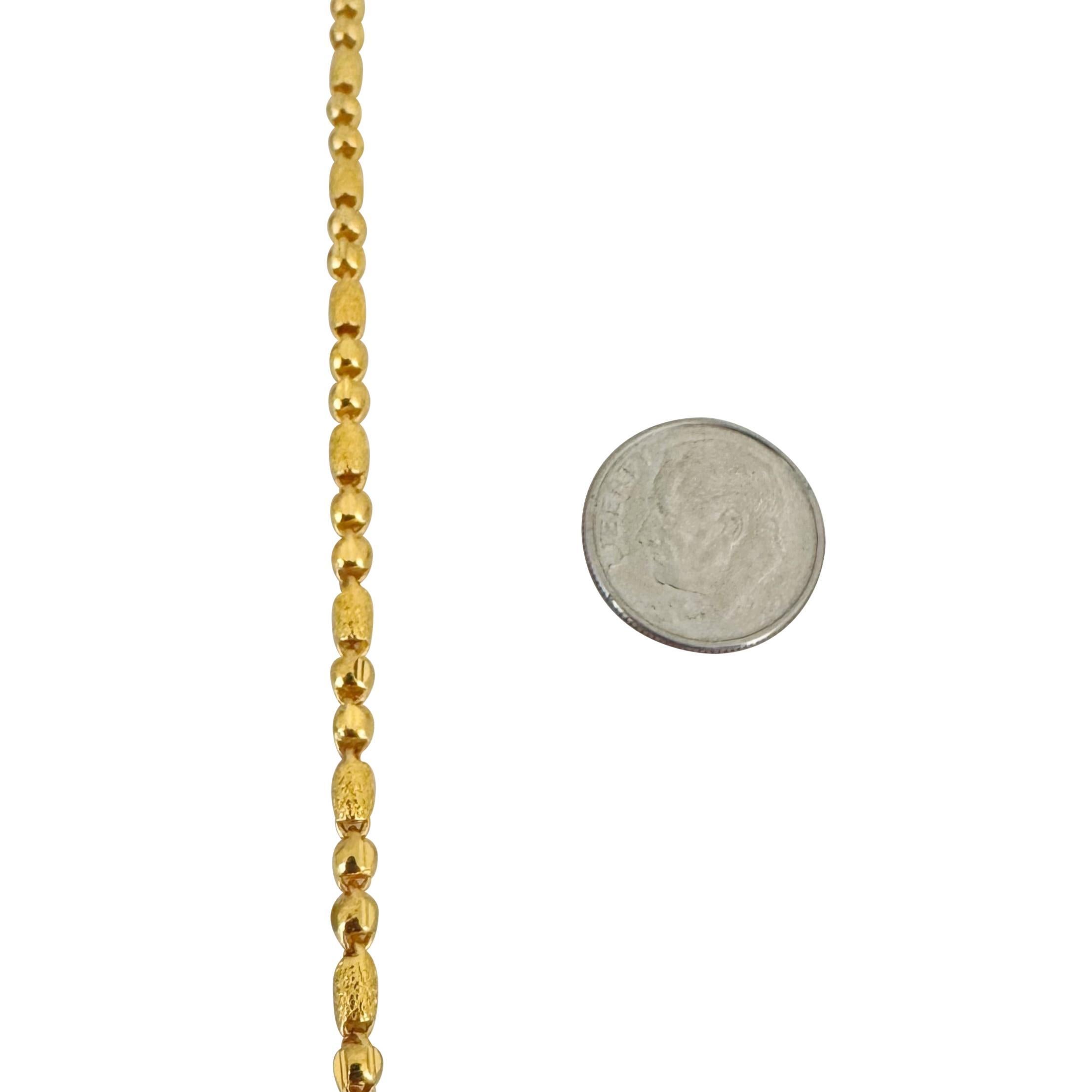 24k Pure Yellow Gold 22g Diamond Cut 3mm Bead Link Chain Necklace 18