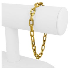 24k Pure Yellow Gold 37.9g Solid Heavy 6.5mm Rectangular Cable Link Bracelet 8"
