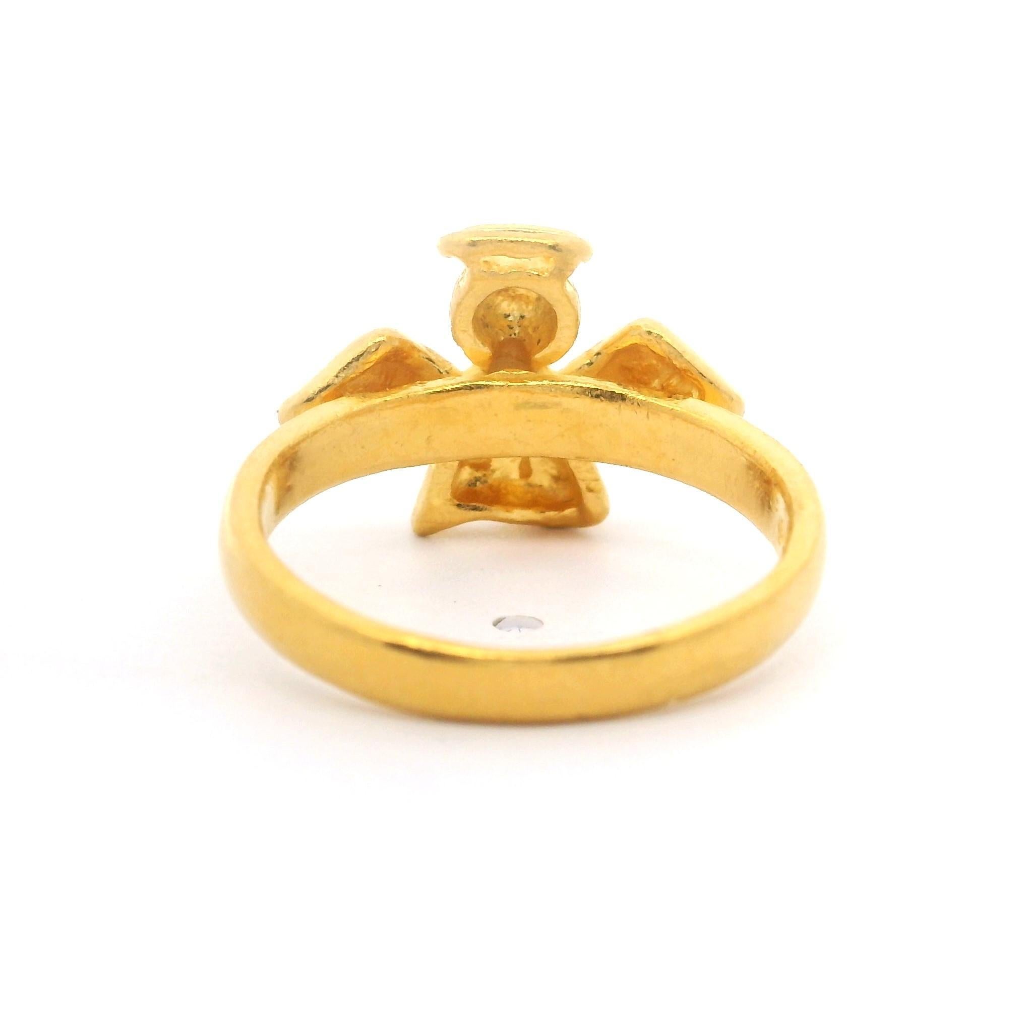 24k Pure Yellow Gold 4.7g Solid Angel Ring Size 4 In Good Condition In Guilford, CT