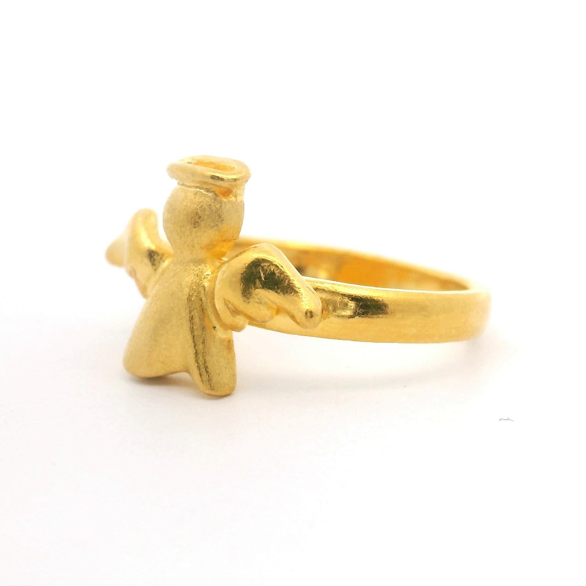 Women's 24k Pure Yellow Gold 4.7g Solid Angel Ring Size 4